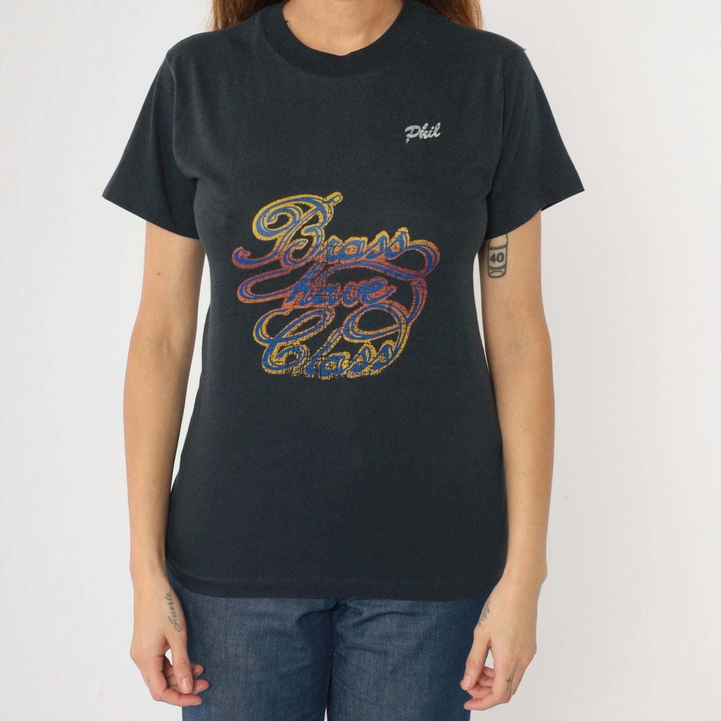 80s Brass Have Class Graphic T-Shirt Black Single Stitch Small