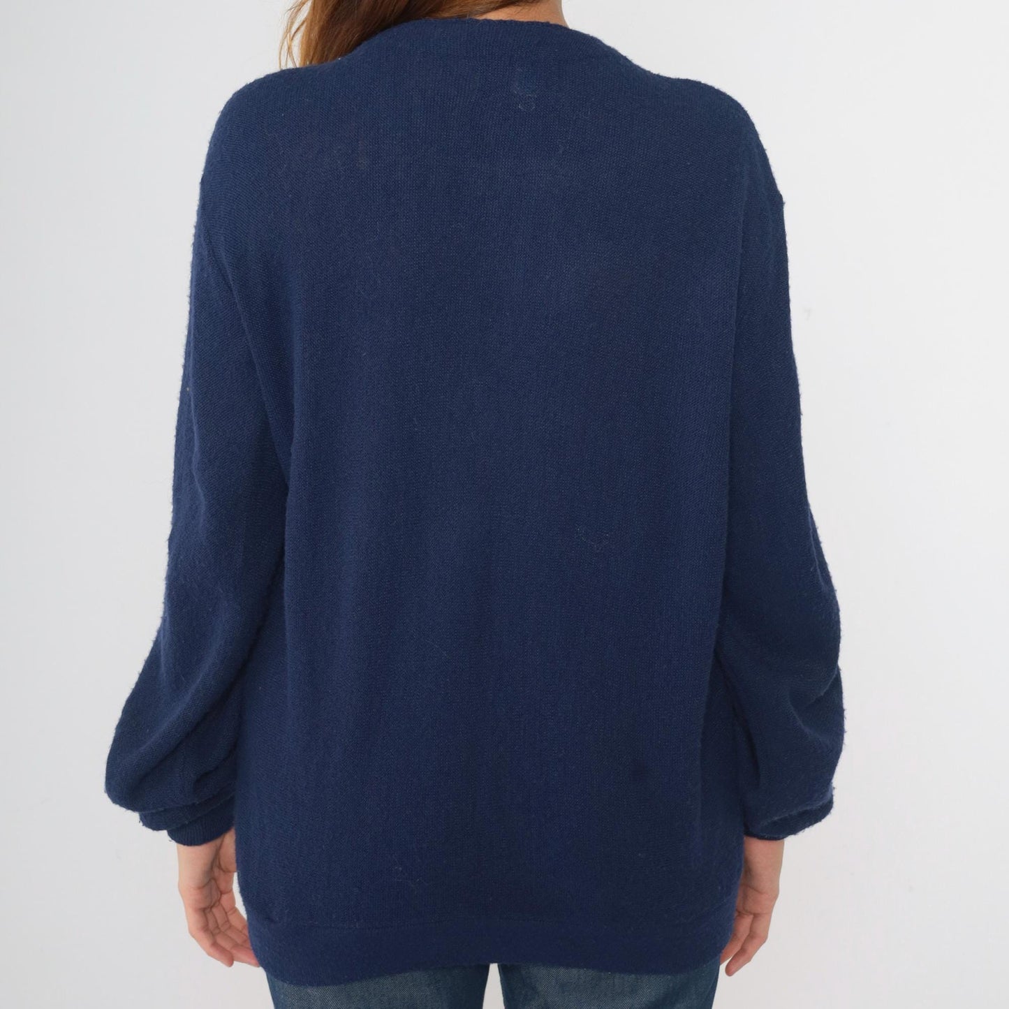 80s Izod Lacoste Navy Cardigan Sweater Crocodile Knit Medium M