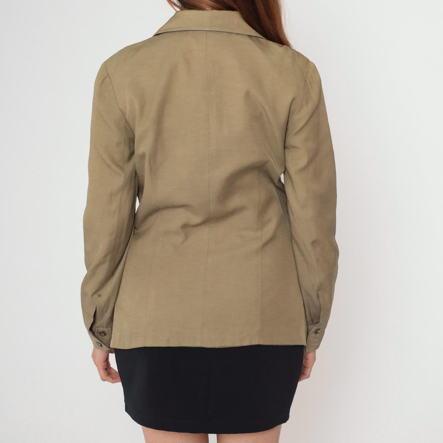 90s Liz Claiborne Tan Utility Blazer Button-Up Jacket Medium M
