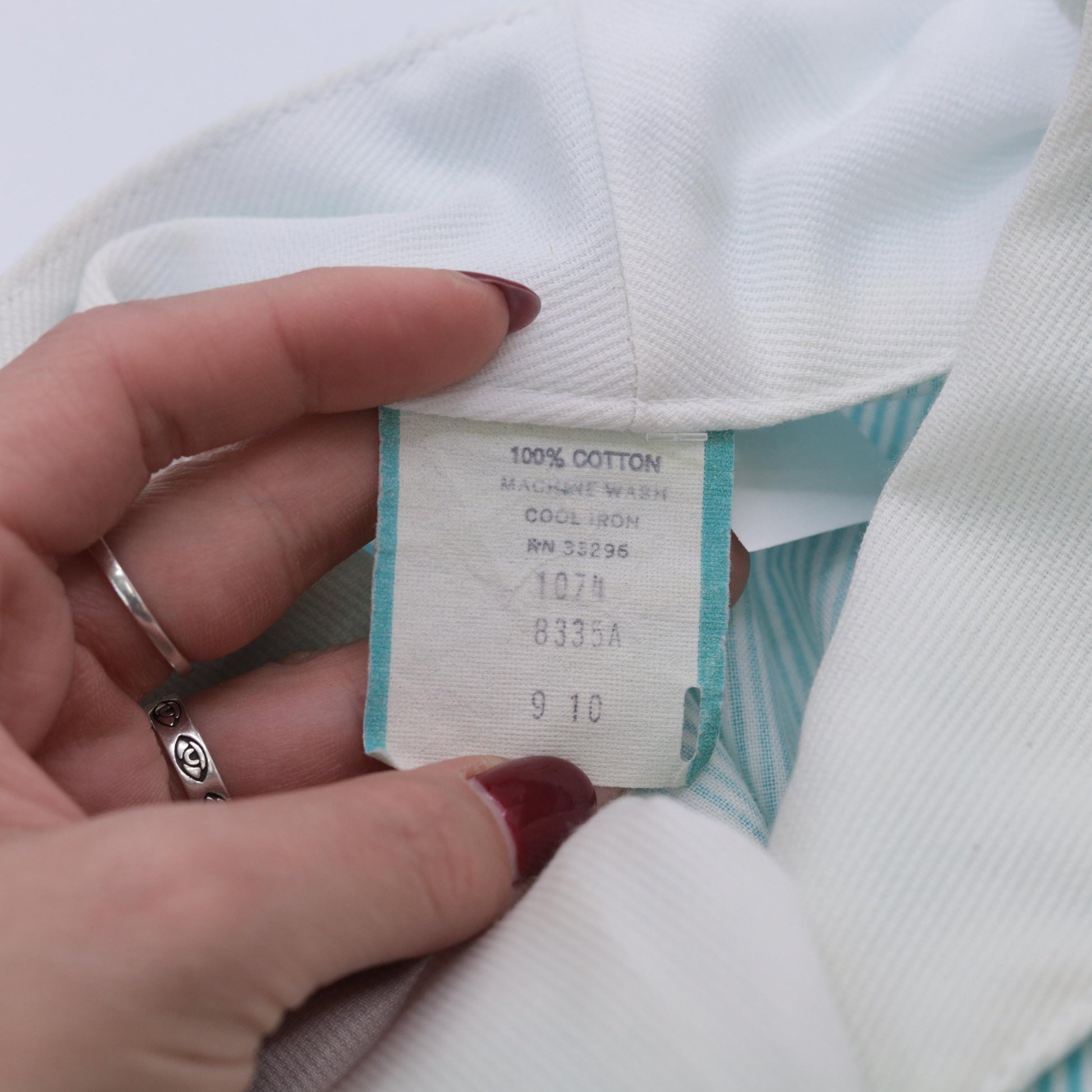 80s Aqua Striped Puff Sleeve Jumpsuit High Waisted Button Up Cotton Extra Small