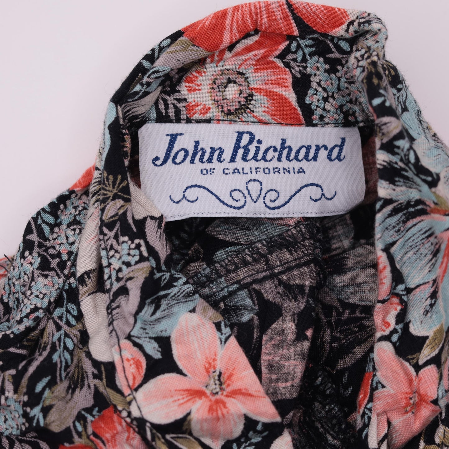 80s John Richard Floral Midi Dress Puff Sleeve V-Neck Elastic Waist Medium