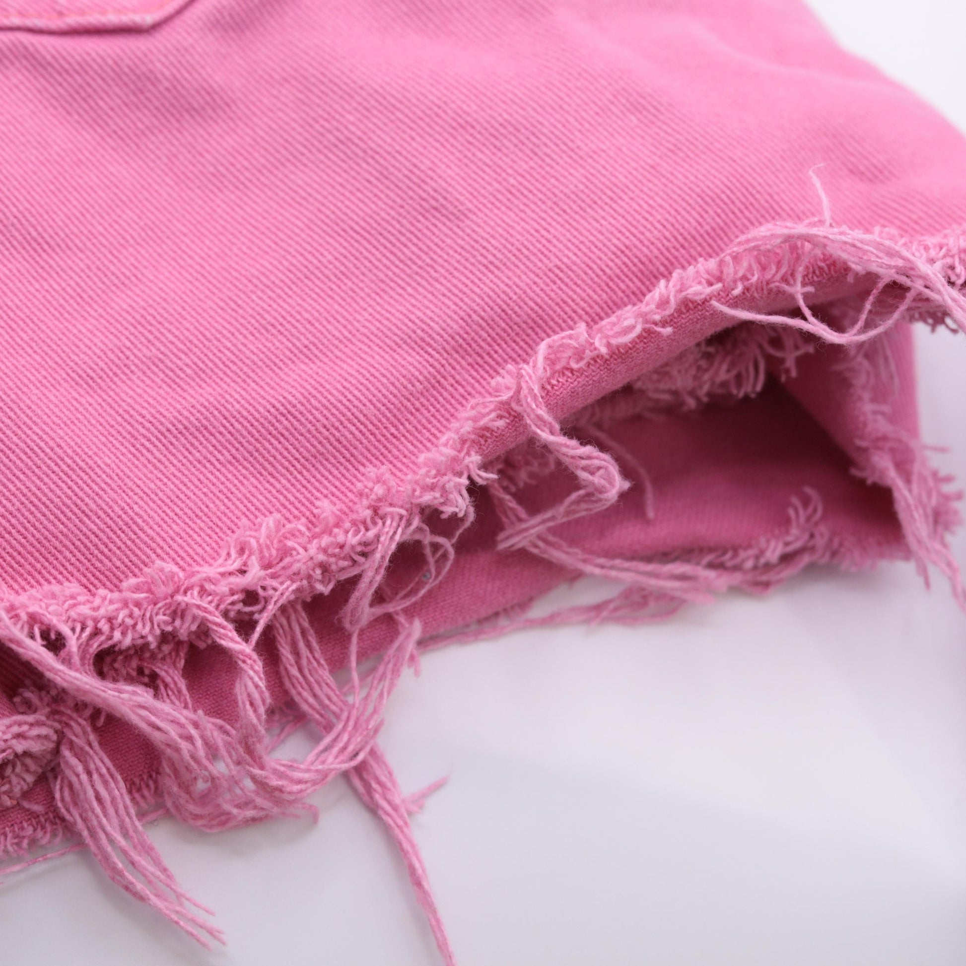 90s Pink Denim Cut-Off Shorts High Rise Frayed Hem Small S