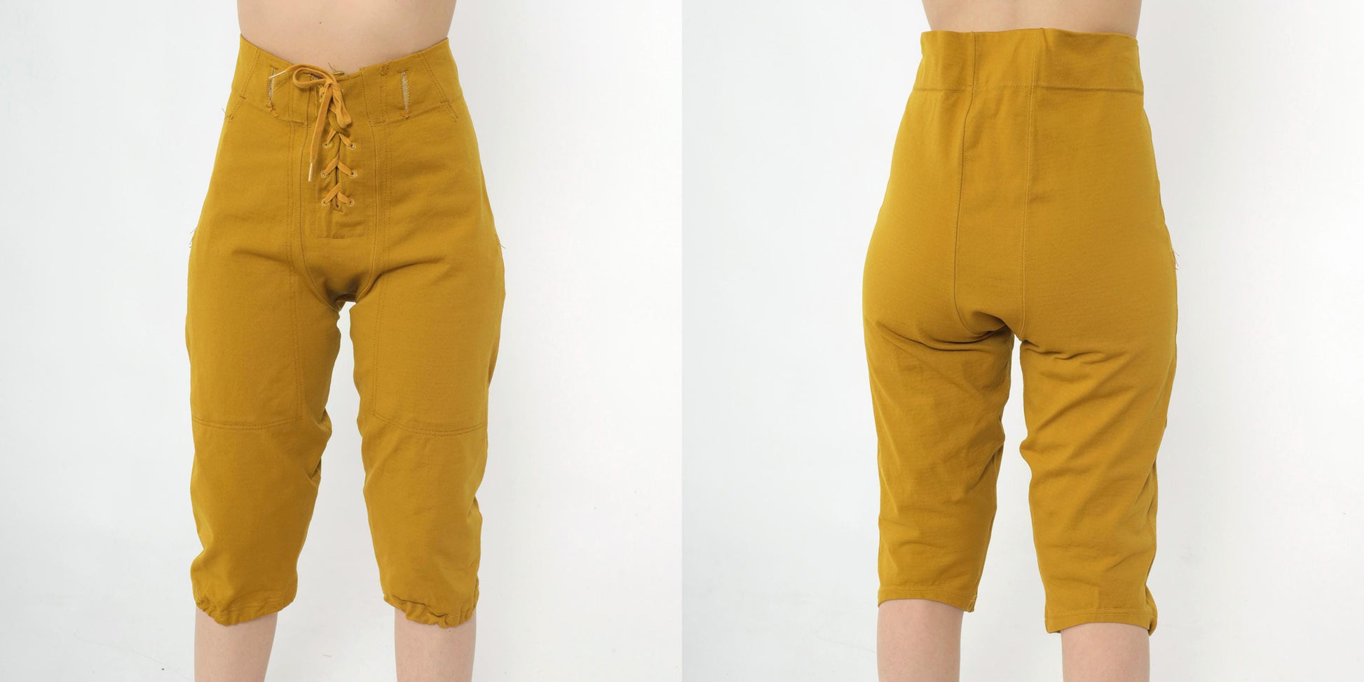 1960s Sand-Knit Football Pants Mustard Gold Lace-Up Cropped Medium