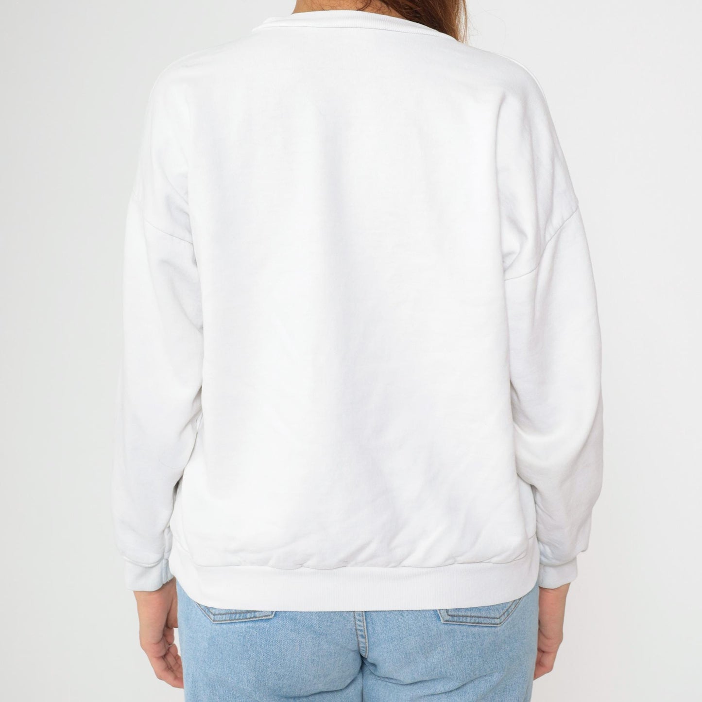 90s French Riviera Sweatshirt White Palm Tree Beach Print Crewneck Large L