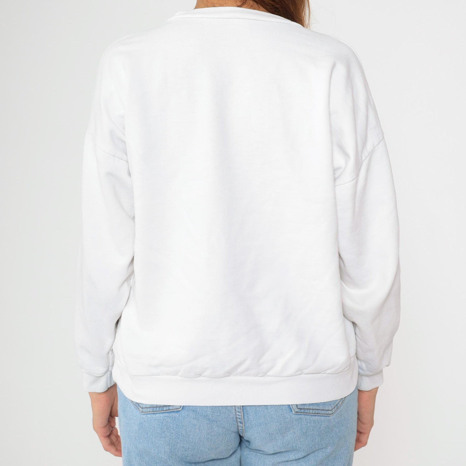 90s French Riviera Sweatshirt White Palm Tree Beach Print Crewneck Large L
