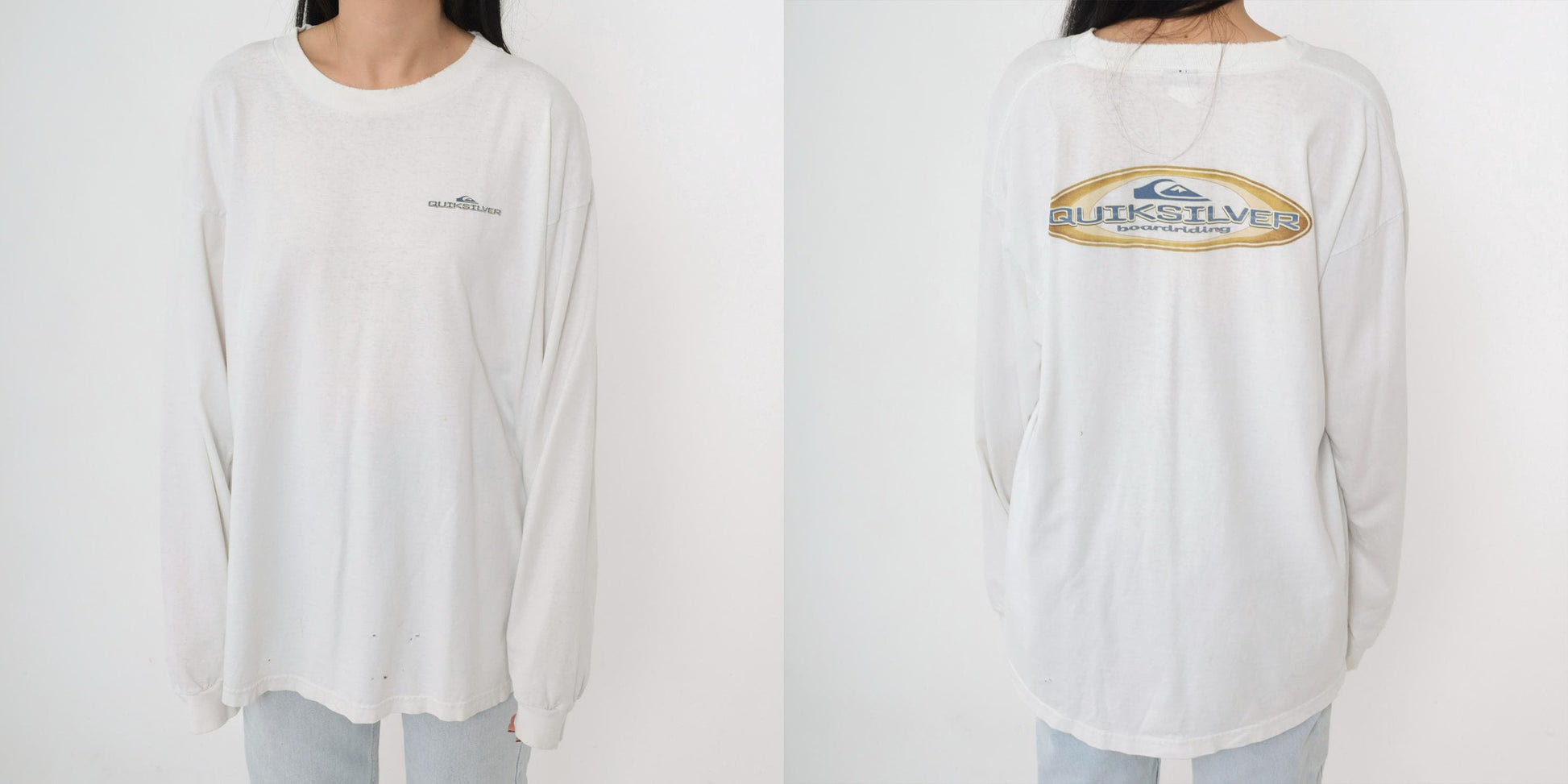 90s Quiksilver Boardriding Long Sleeve Graphic T-Shirt White Extra Large XL