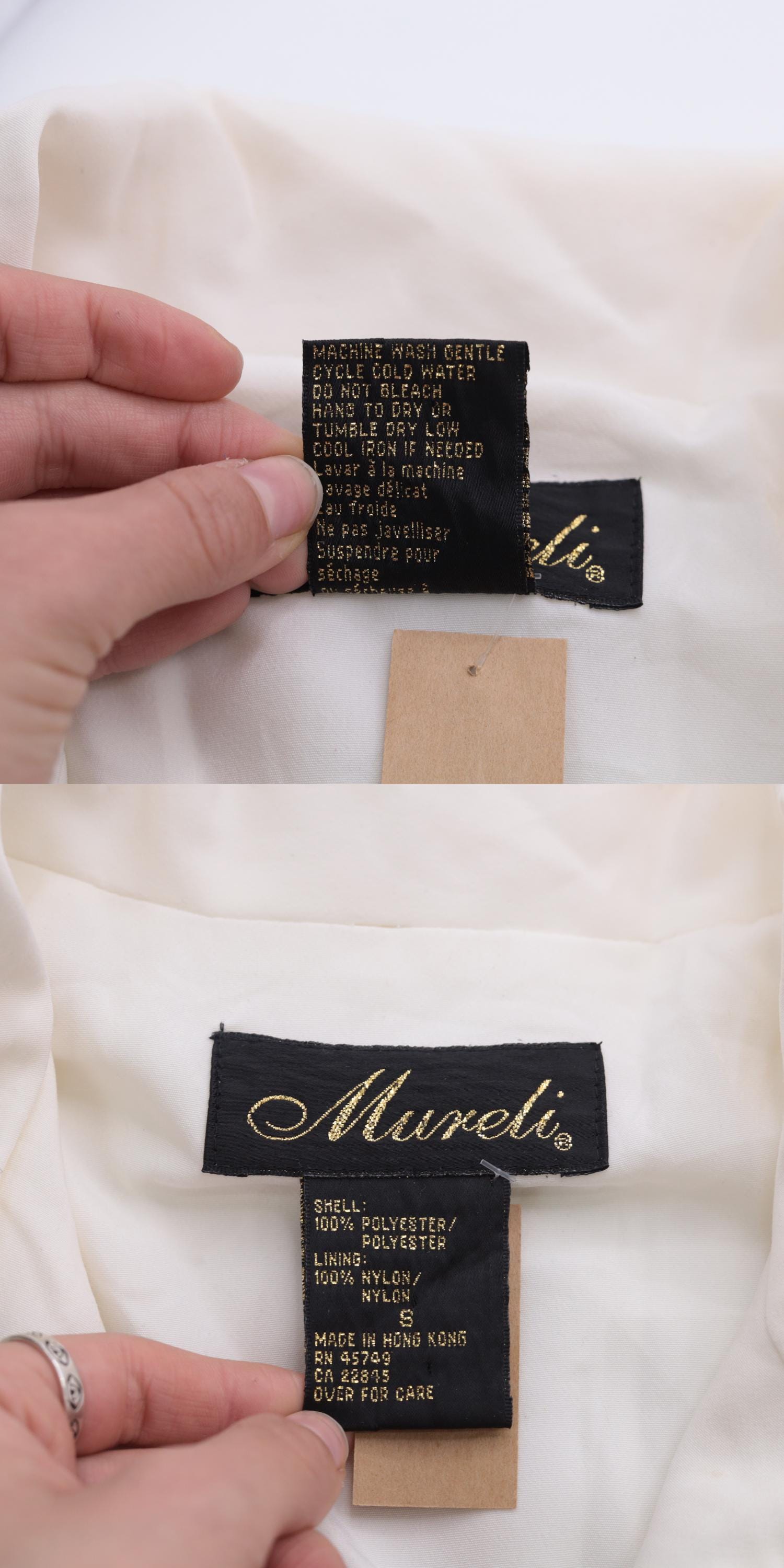 90s Safari Animal Windbreaker Jacket Off-White Embroidered Gold Small S