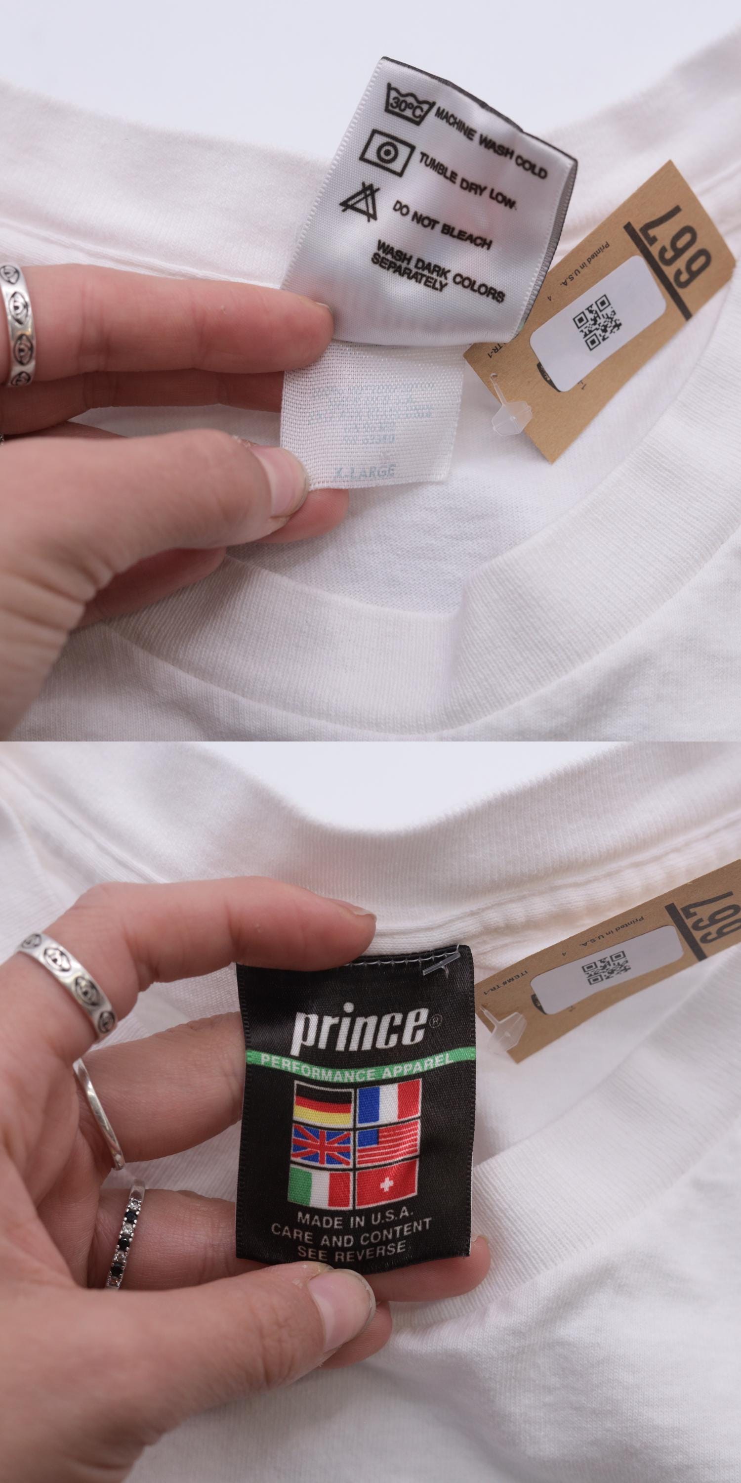 90s Prince Tennis Graphic T-Shirt White Cotton Large