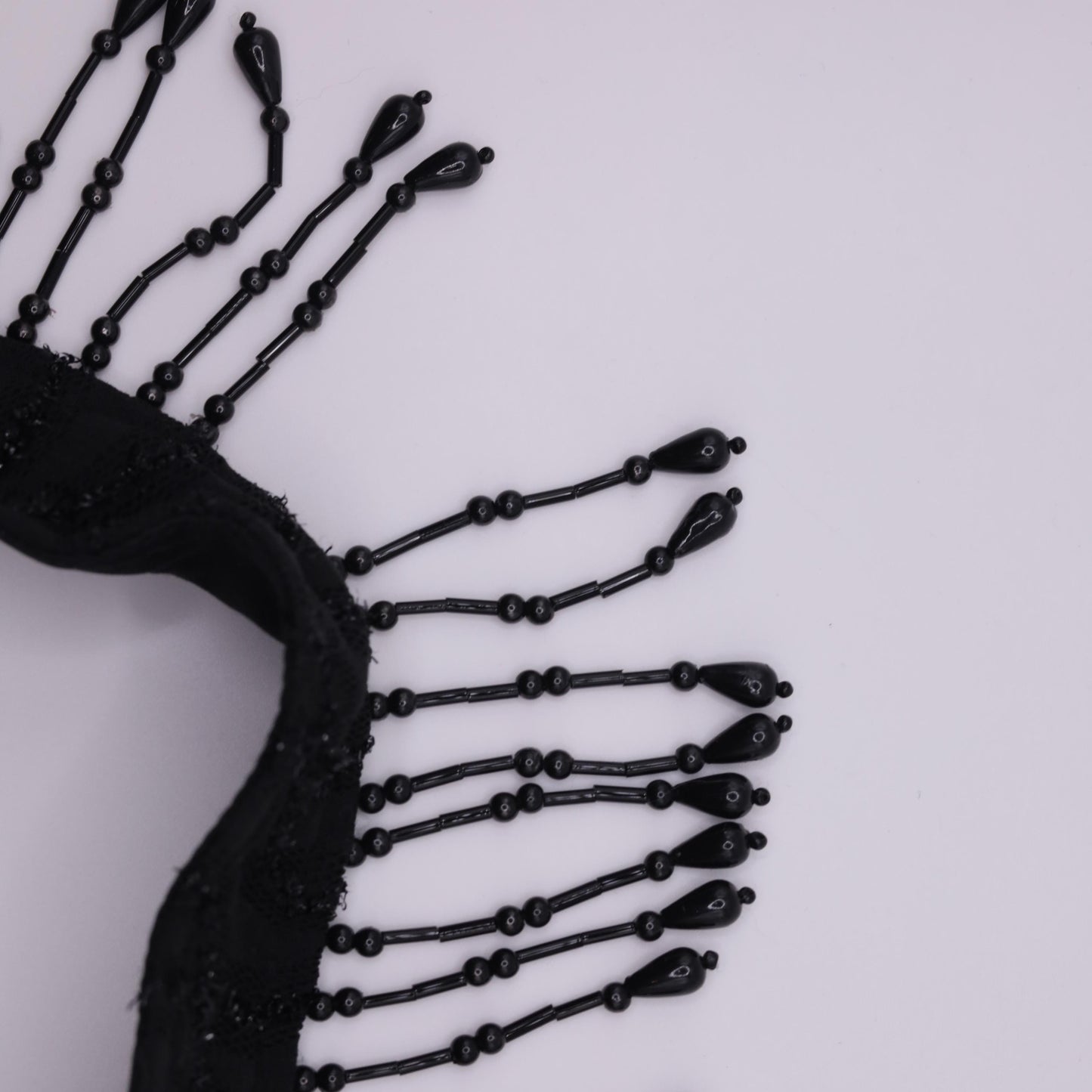 90s Black Beaded Lace Cocktail Dress Choker Neck Open Back Mini Small