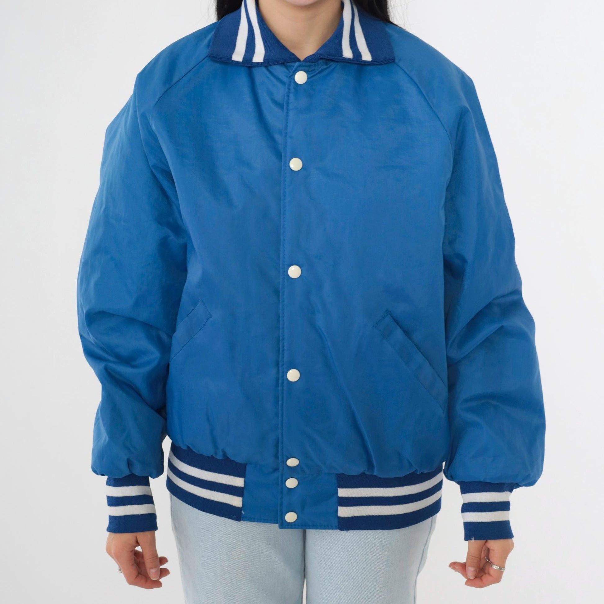 90s Gregory Electric Blue Bomber Jacket Nylon Snap Windbreaker Medium M