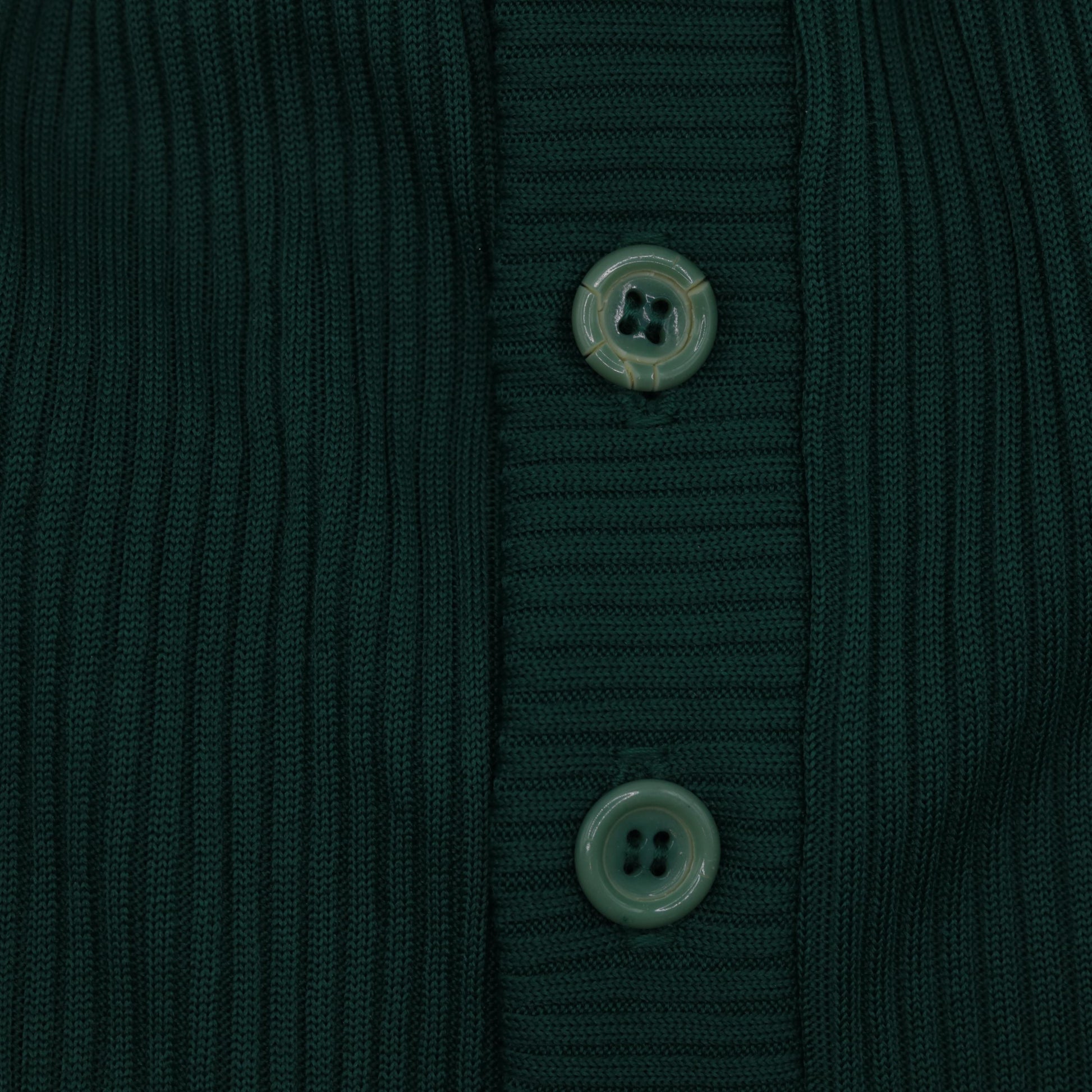 70s Dark Green Ribbed Knit Button-Up Dress Sleeveless Knee-Length Small Medium