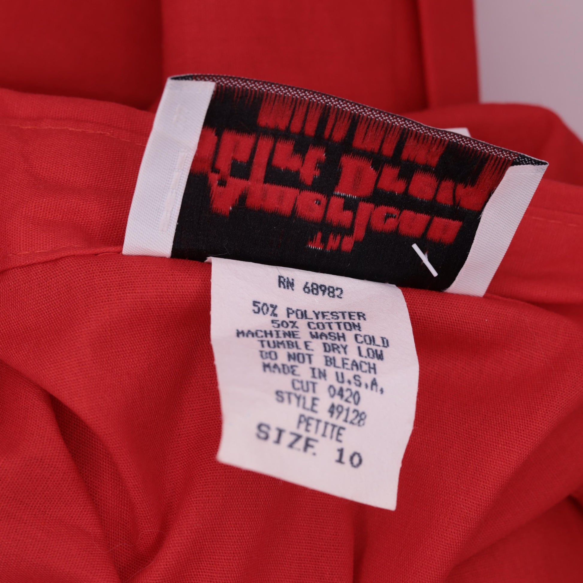 80s Red Button-Up Midi Shirtdress High Waisted 3/4 Sleeve Medium
