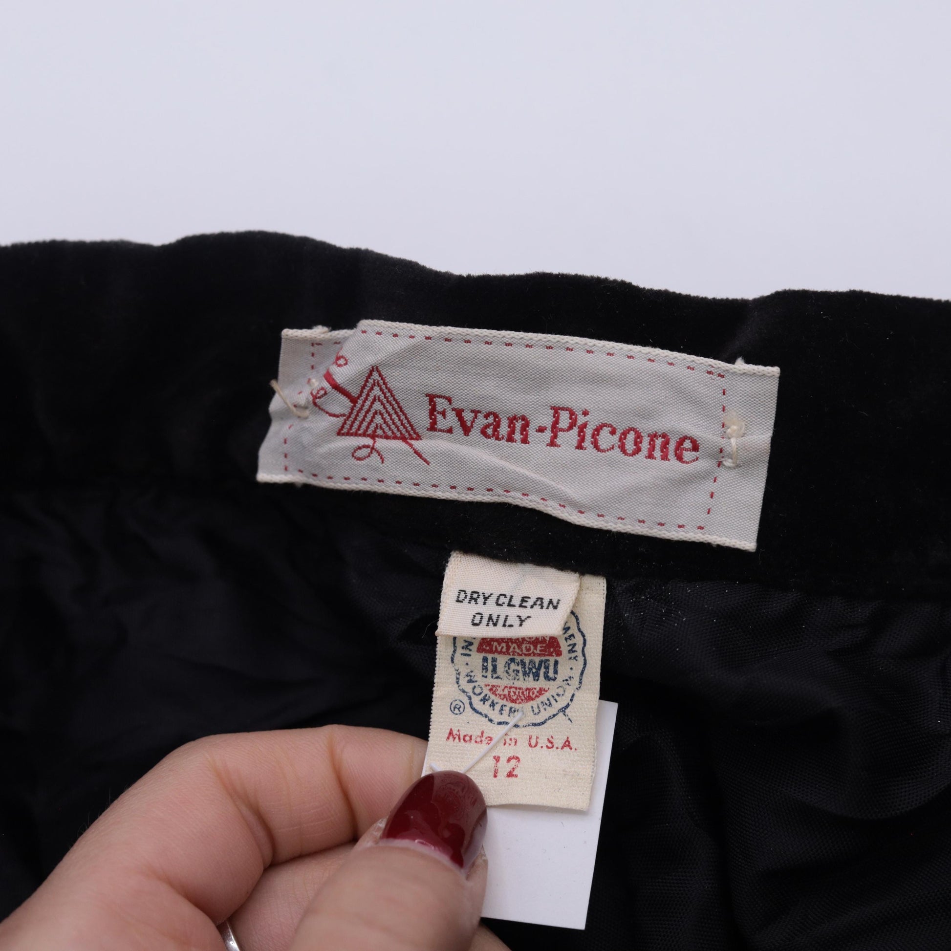 80s Evan Picone Black Velvet High-Waist Wide-Leg Trousers Small