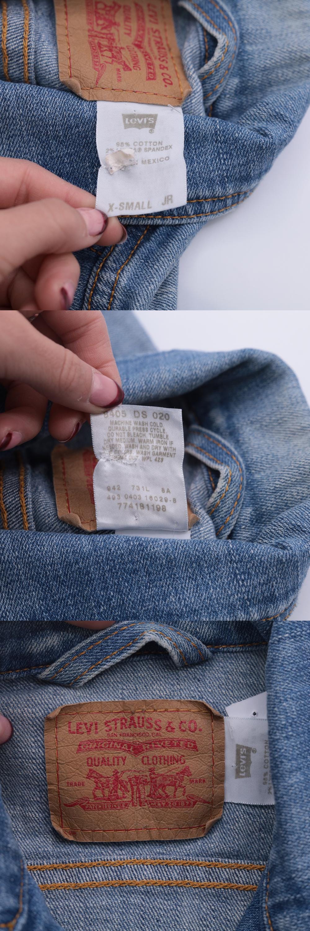 Y2K Levi's Denim Jacket Cropped Blue Jean Fitted Stretch Extra Small