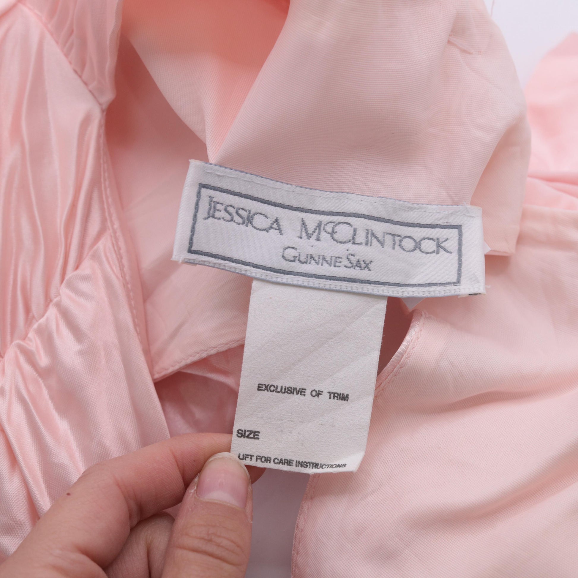 80s Jessica McClintock Gunne Sax Pink Satin Midi Dress Puff Sleeve Open Back Extra Small