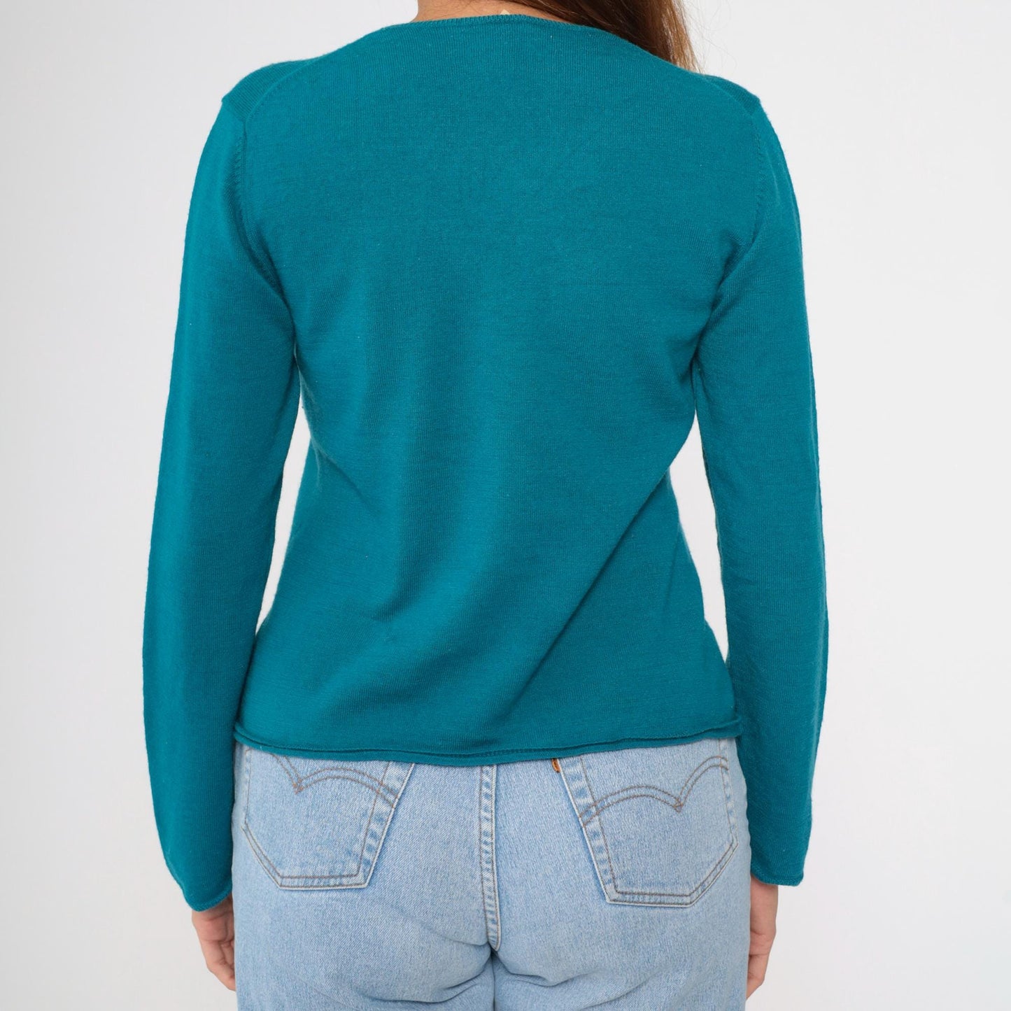 Charter Club Teal Argyle Wool Pullover Crewneck Sweater Large L