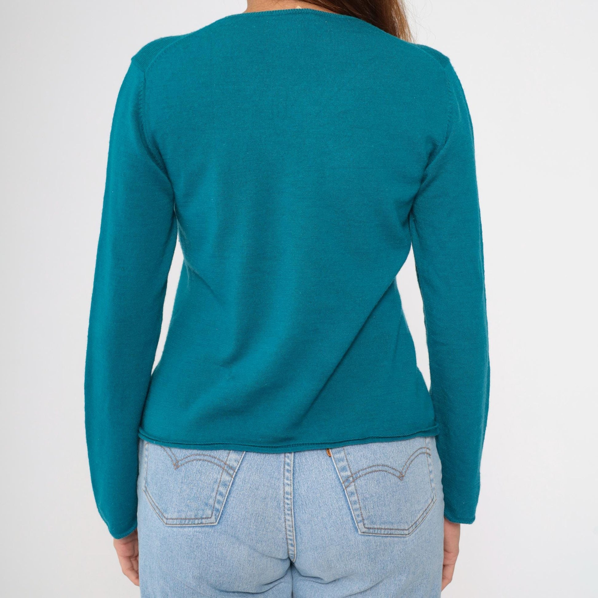 Charter Club Teal Argyle Wool Pullover Crewneck Sweater Large L