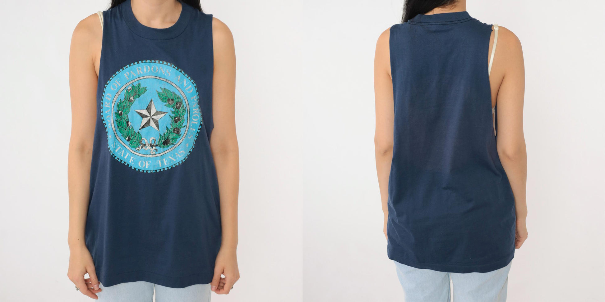 80s Screen Stars Texas Board of Pardons and Paroles Tank Top Blue Medium Large