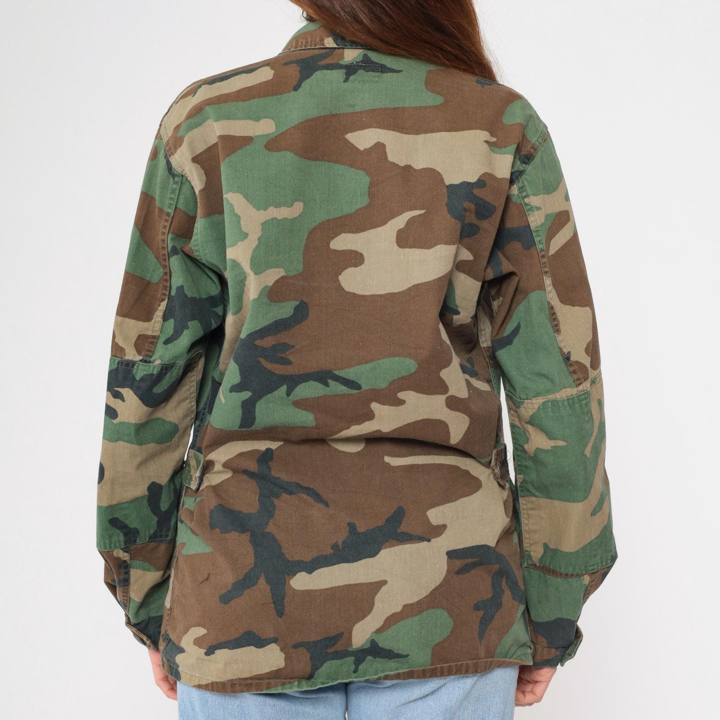 90s US Army Woodland Camouflage Field Jacket Button Up Small Regular