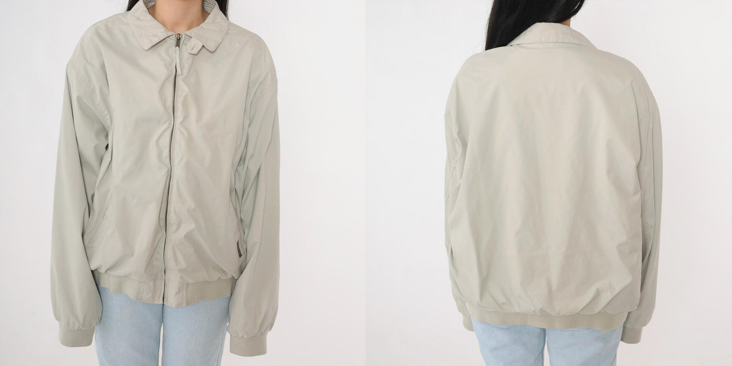 90s Members Only Jacket Grey Bomber Windbreaker Zip Moto Coat Extra Large XL