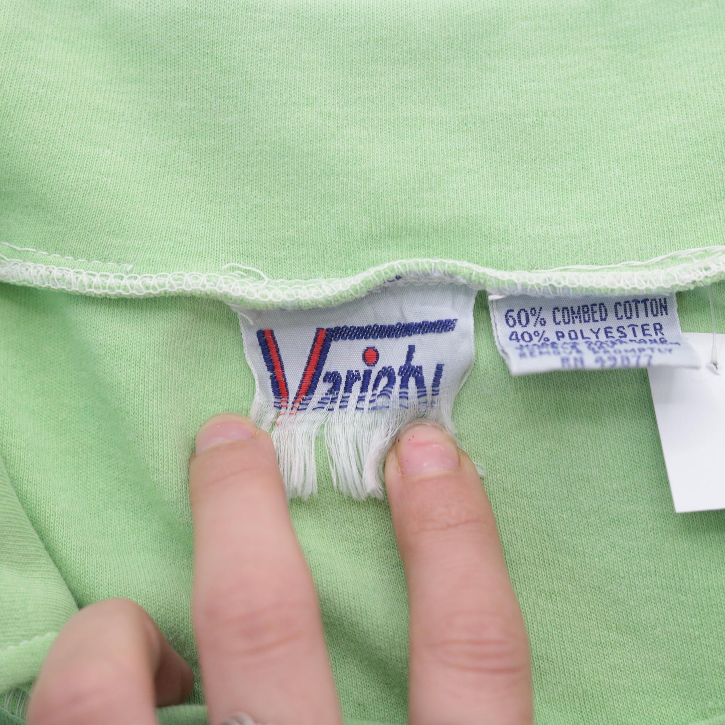 70s Mint Green Cropped Collared Blouse Short Sleeve Raw Hem Small Medium