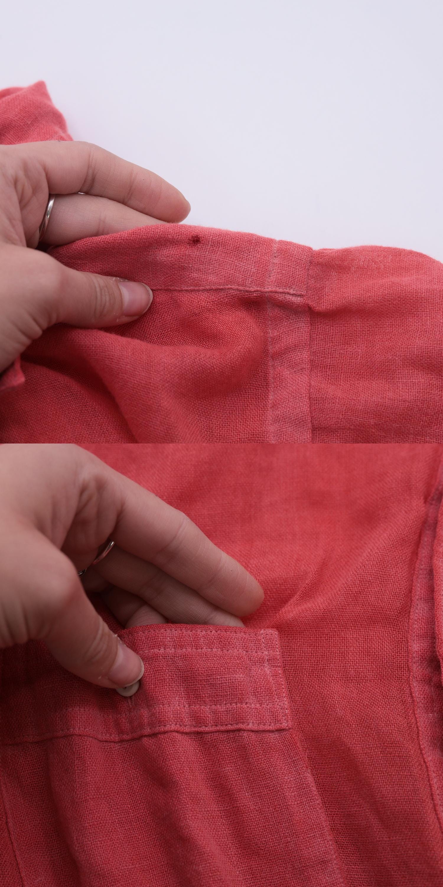 70s Langworthy's Sheer Red Button-Up Shirt Short Sleeve Men's Medium