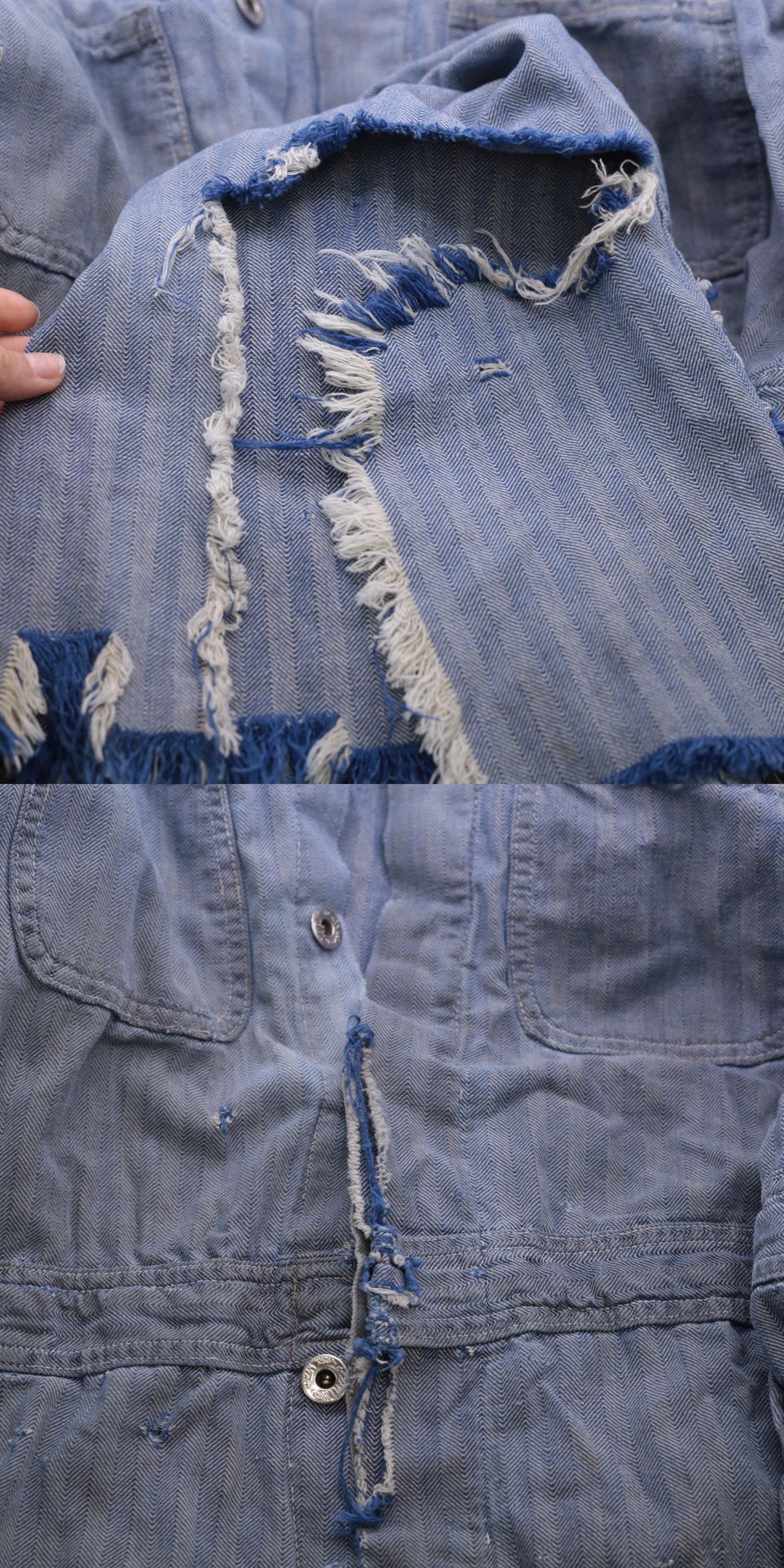 1960s WW Corporation Herringbone Denim Coveralls Workwear Distressed 48