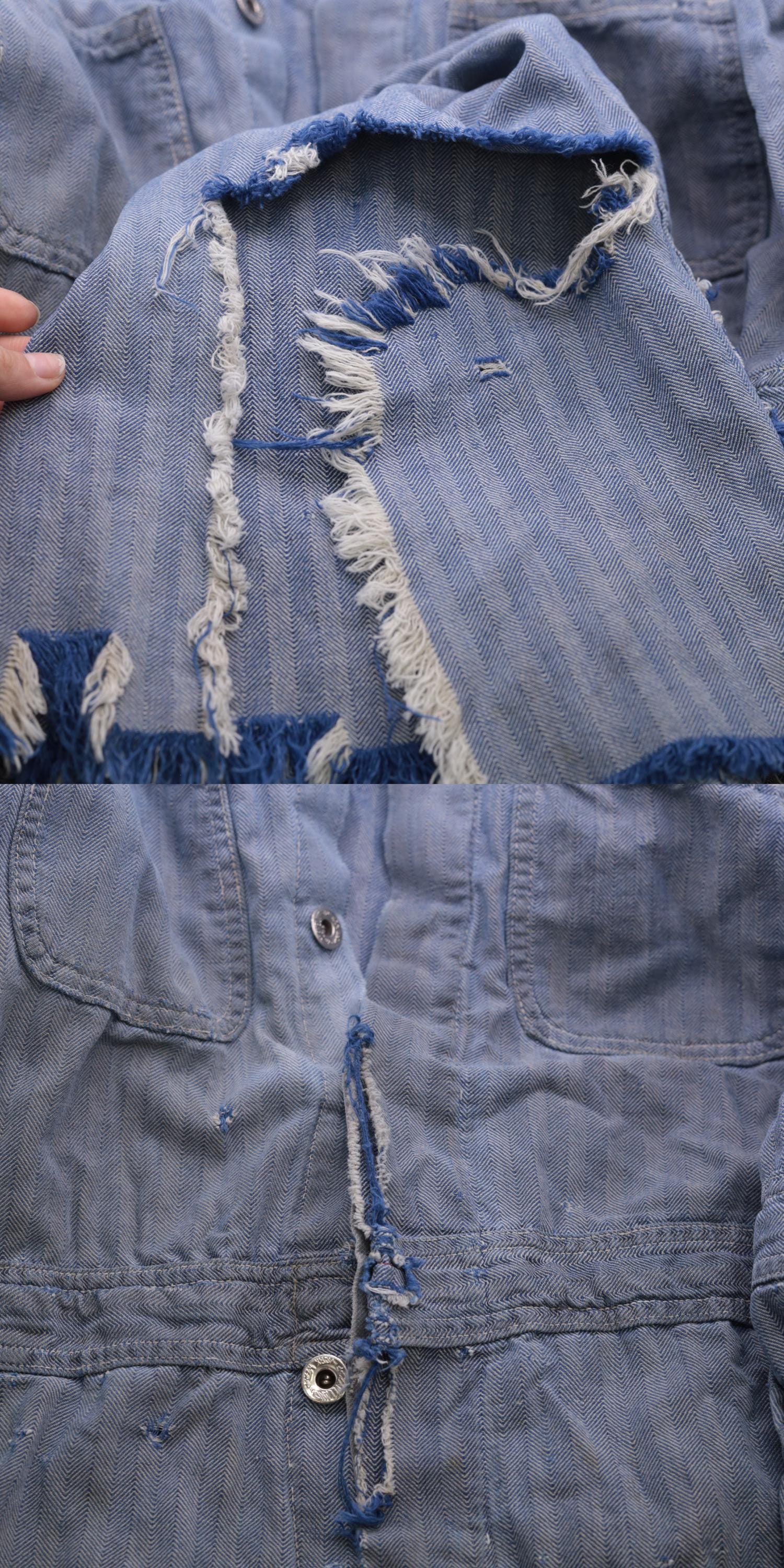 1960s WW Corporation Herringbone Denim Coveralls Workwear Distressed 48