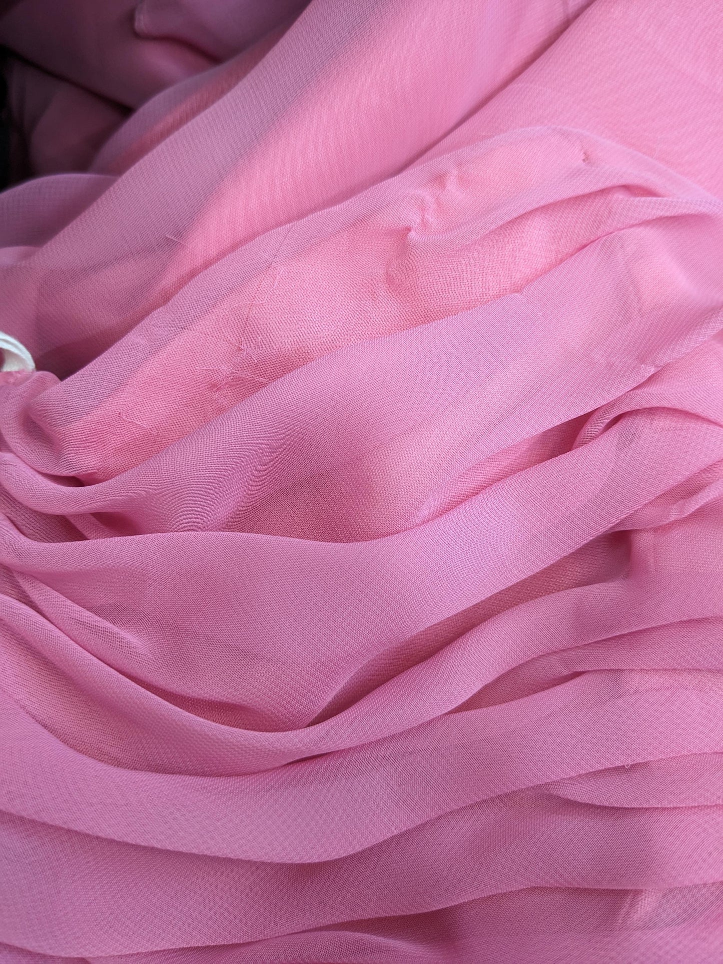 80s Pink Chiffon Midi Dress Strapless Boned Bodice Rosette Halter Medium 8