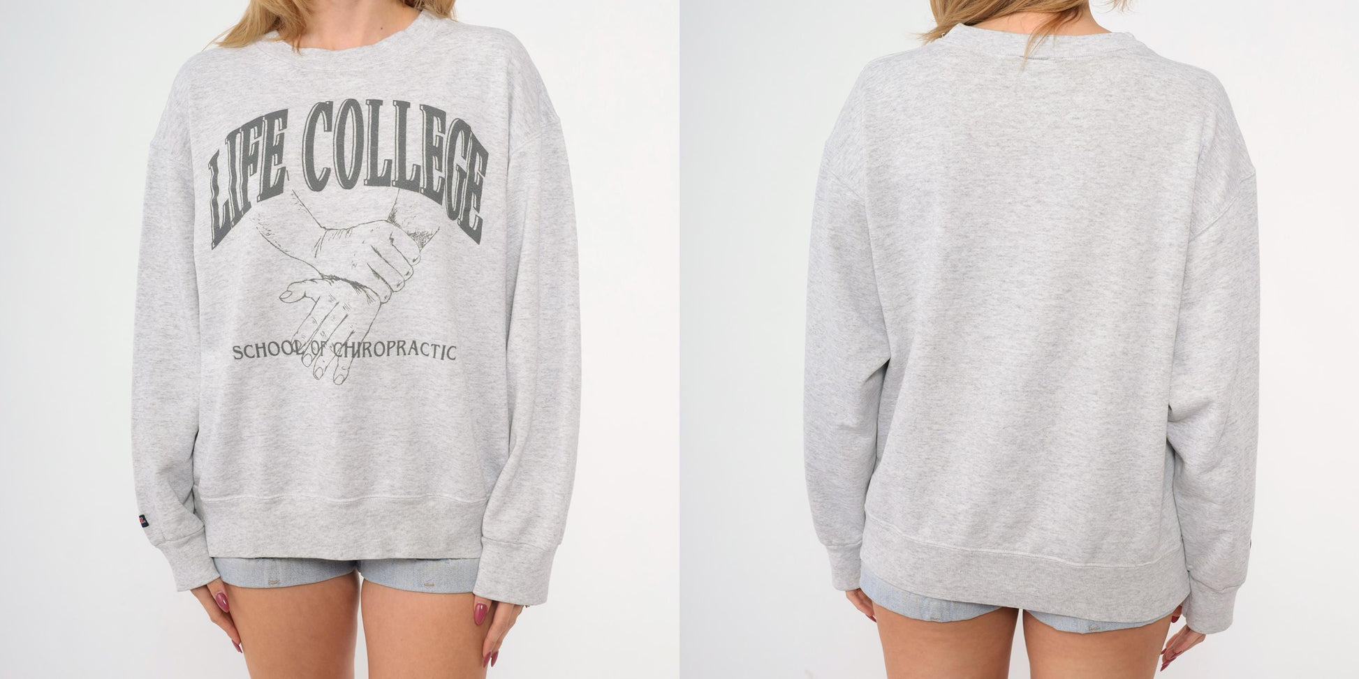 90s Jansport Life College Chiropractic School Sweatshirt Grey Crewneck Large L