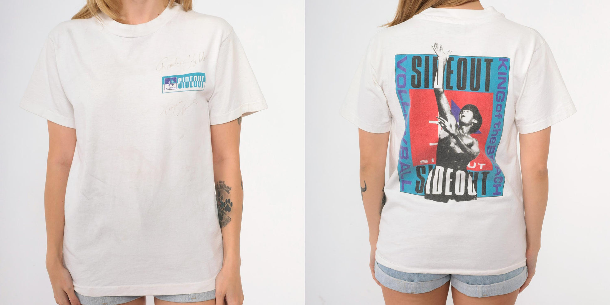 90s Sideout King of the Beach Volleyball Graphic Tee White Single Stitch Small