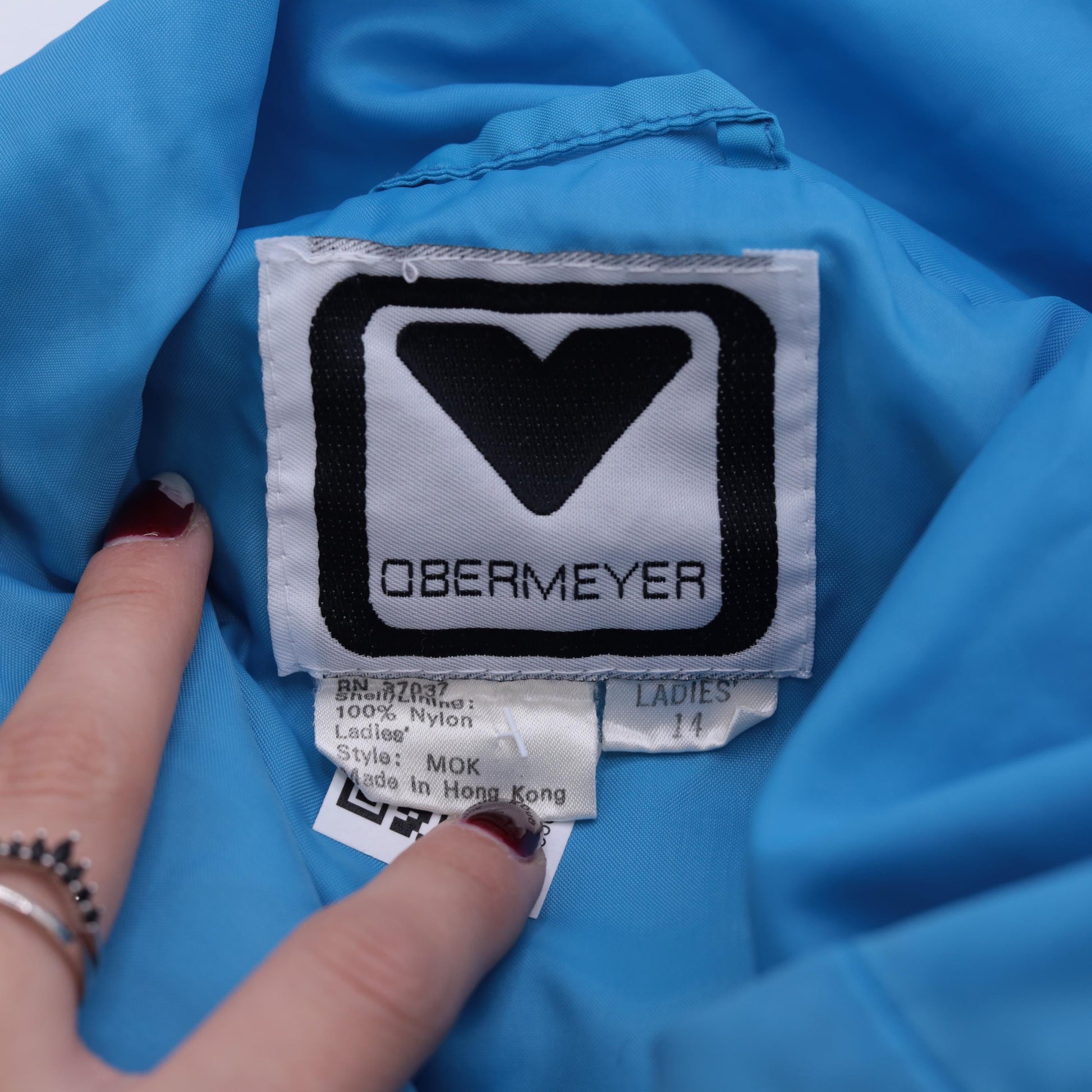 80s Obermeyer Anorak Ski Jacket Blue Nylon Hooded Pullover Large