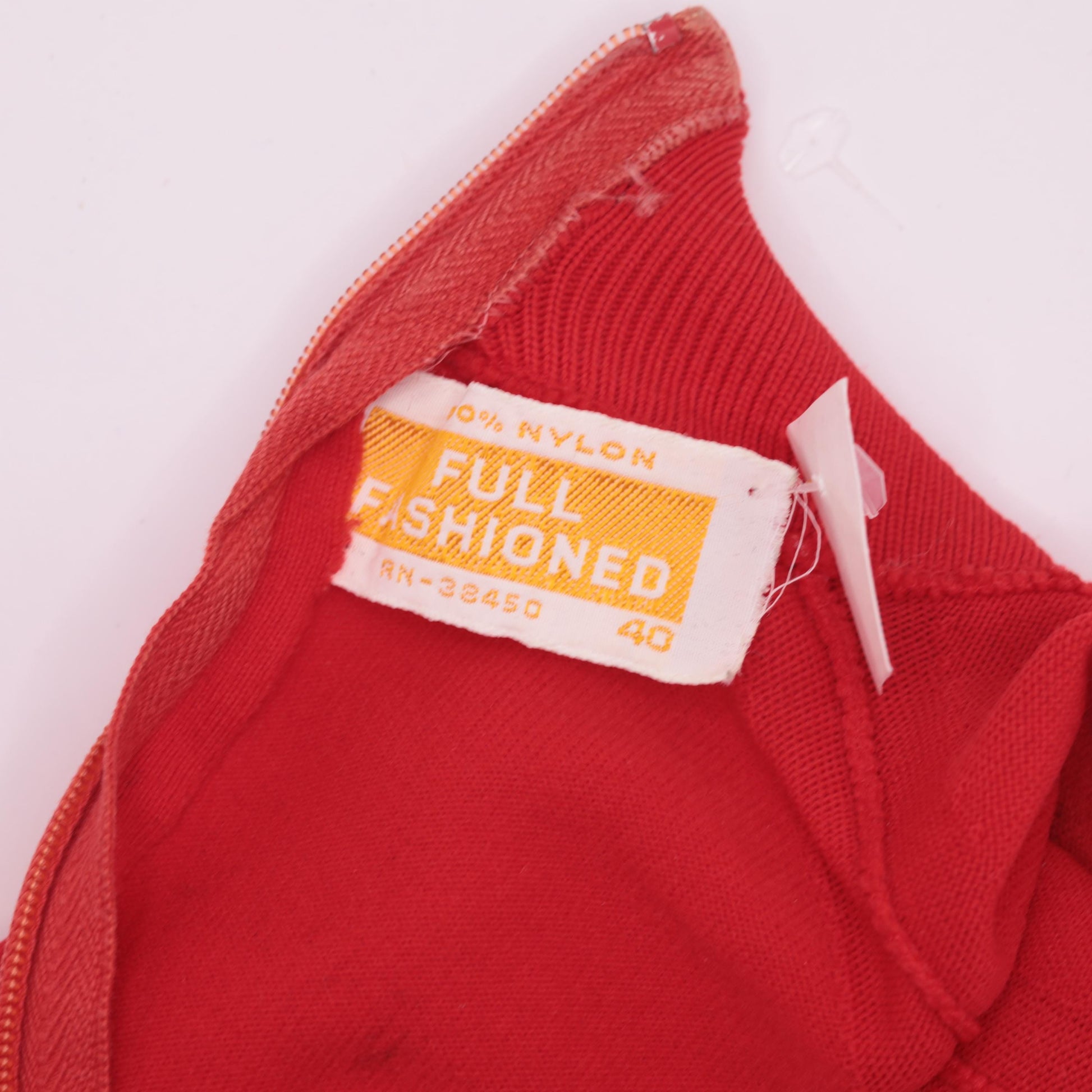 70s Red Crop Top Mock Neck Long Sleeve Nylon Knit Medium