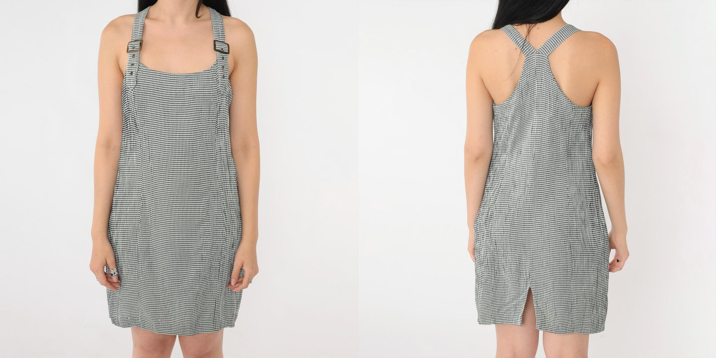 90s Express Black Gingham Mini Dress Racerback Sleeveless Small
