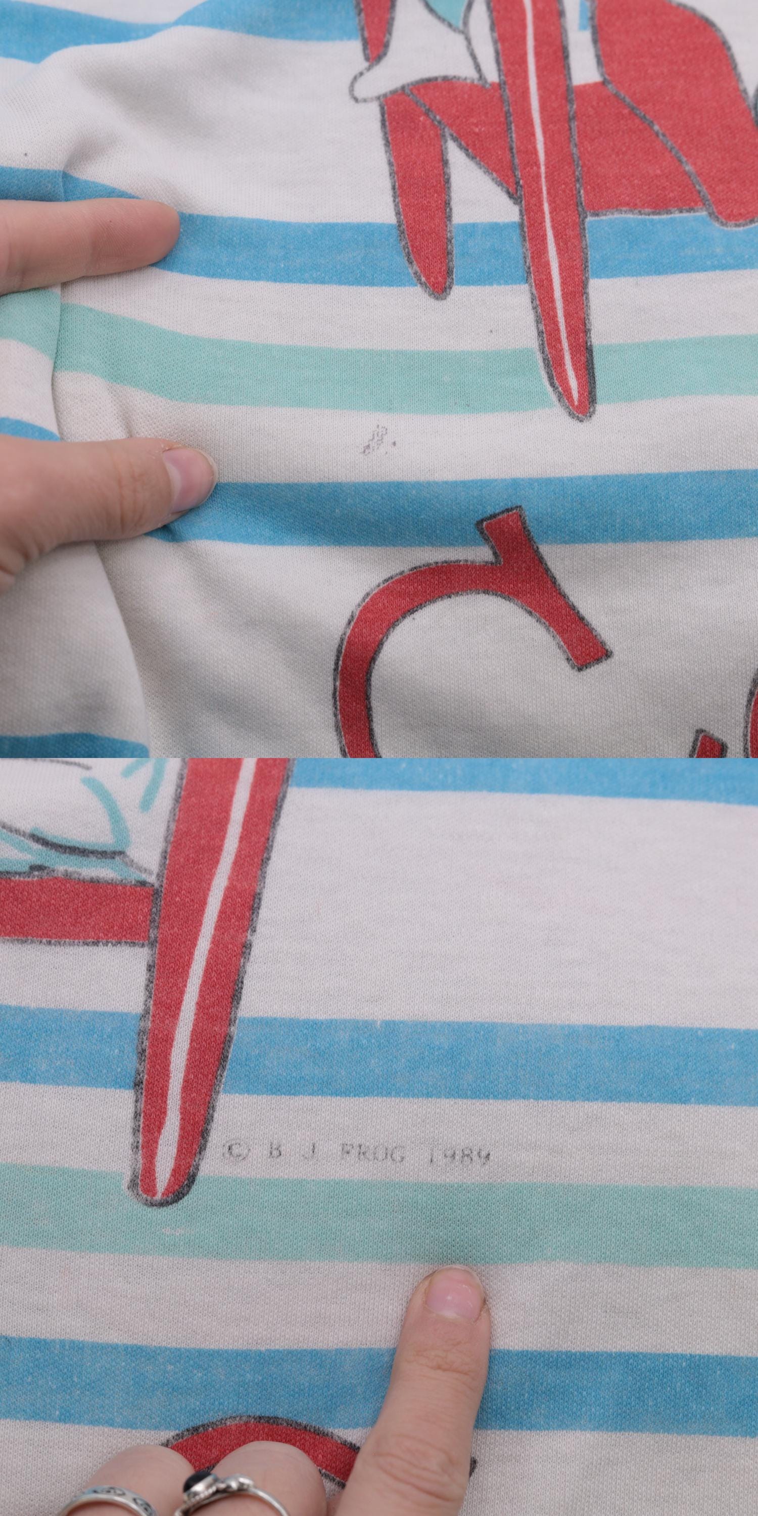 80s Duck and Covers Nightshirt Striped Cotton Sleep Tee Graphic Dress