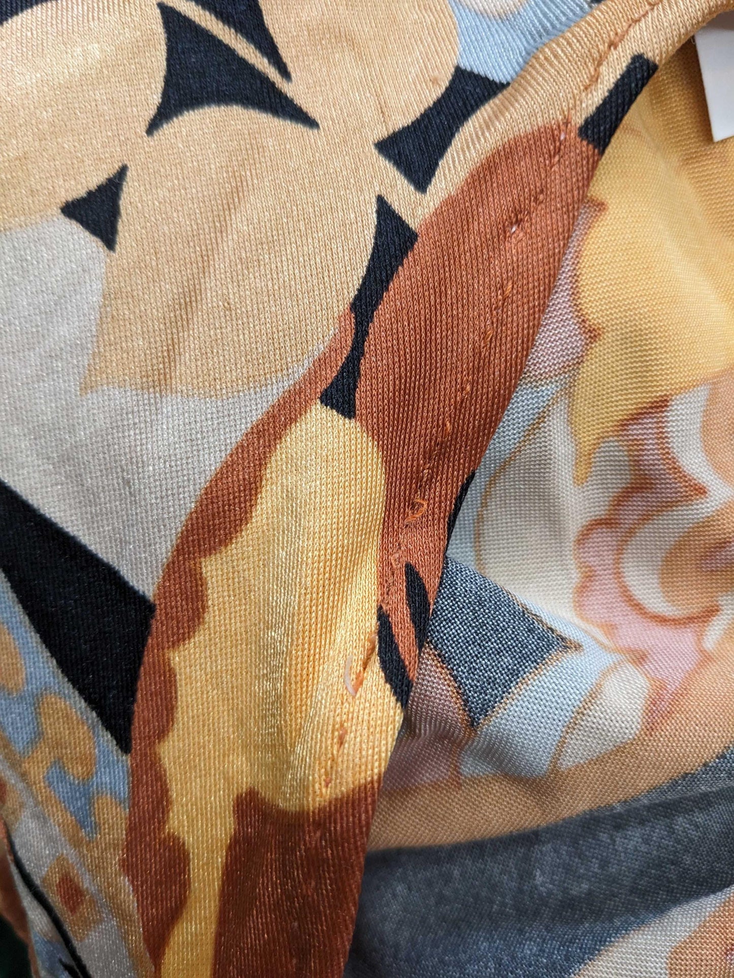 70s Psychedelic Floral One-Piece Swimsuit Orange Black Halter Scoop Back Small Medium
