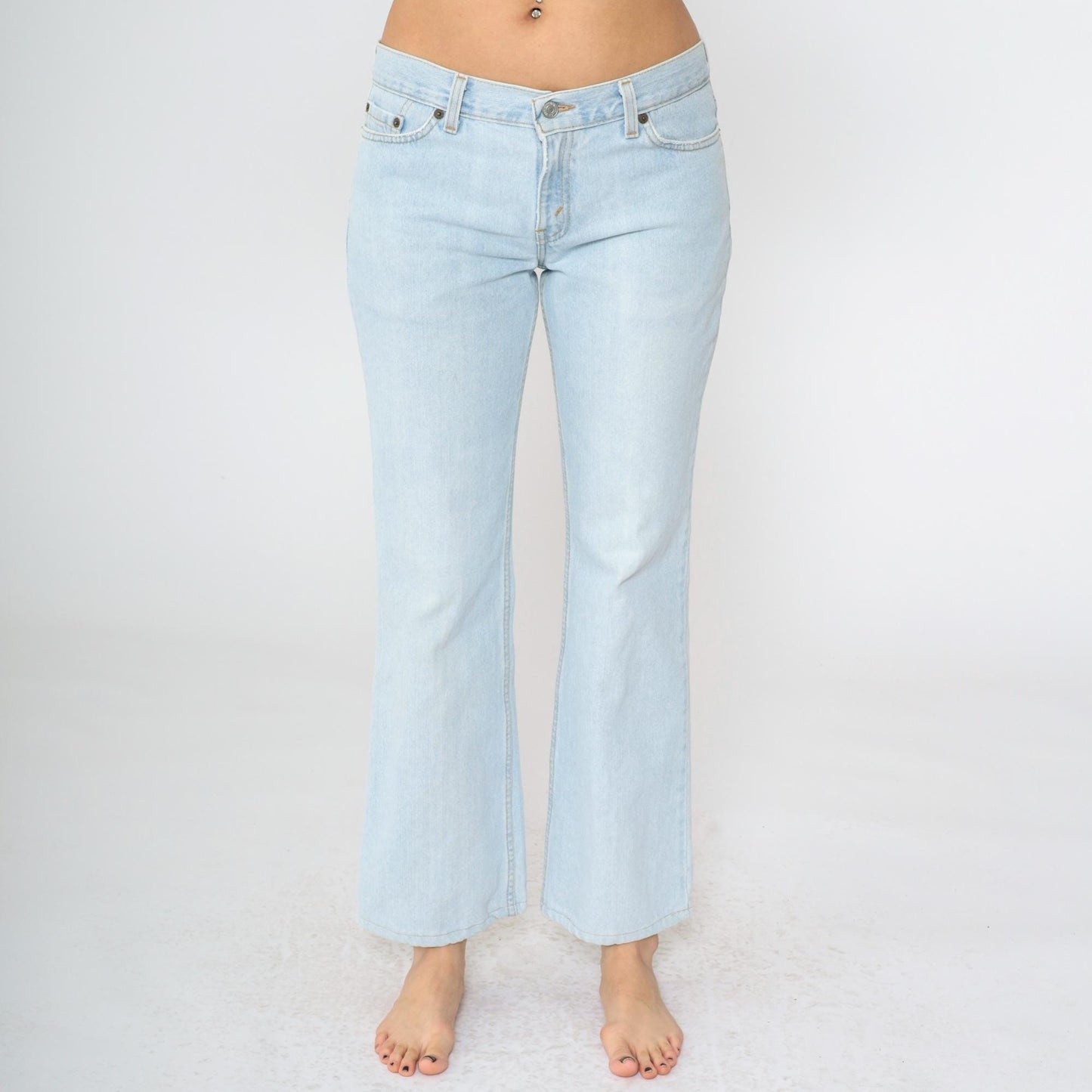 90s Levis 518 Superlow Bootcut Jeans Light Blue Denim Size 9 Junior