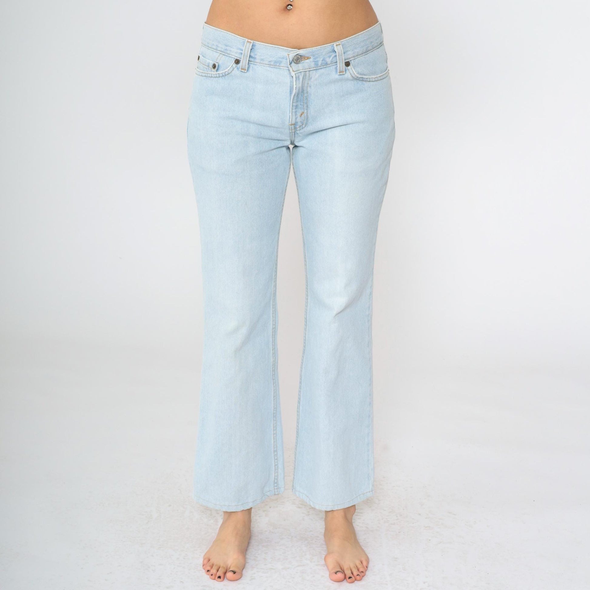 90s Levis 518 Superlow Bootcut Jeans Light Blue Denim Size 9 Junior