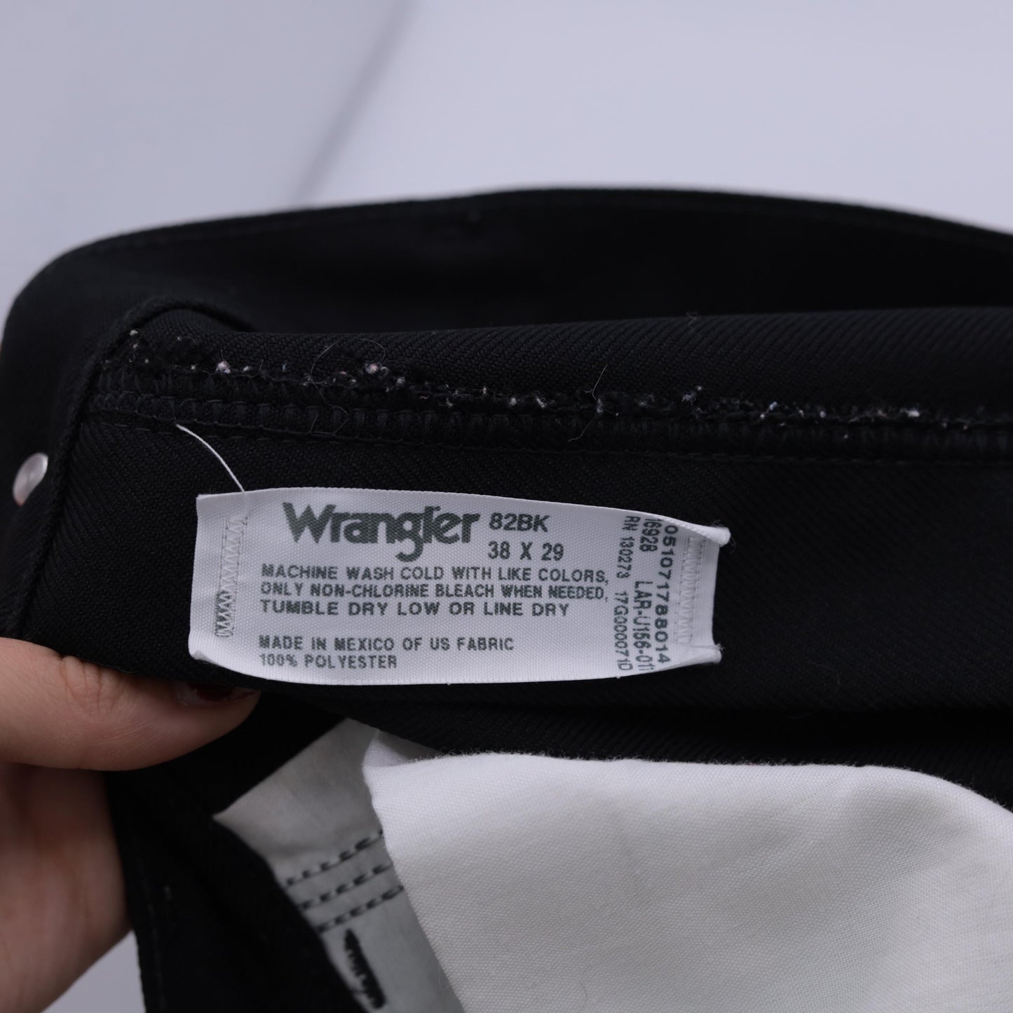90s Wrangler Black Straight Leg Trousers High Rise Creased Men's 38x29