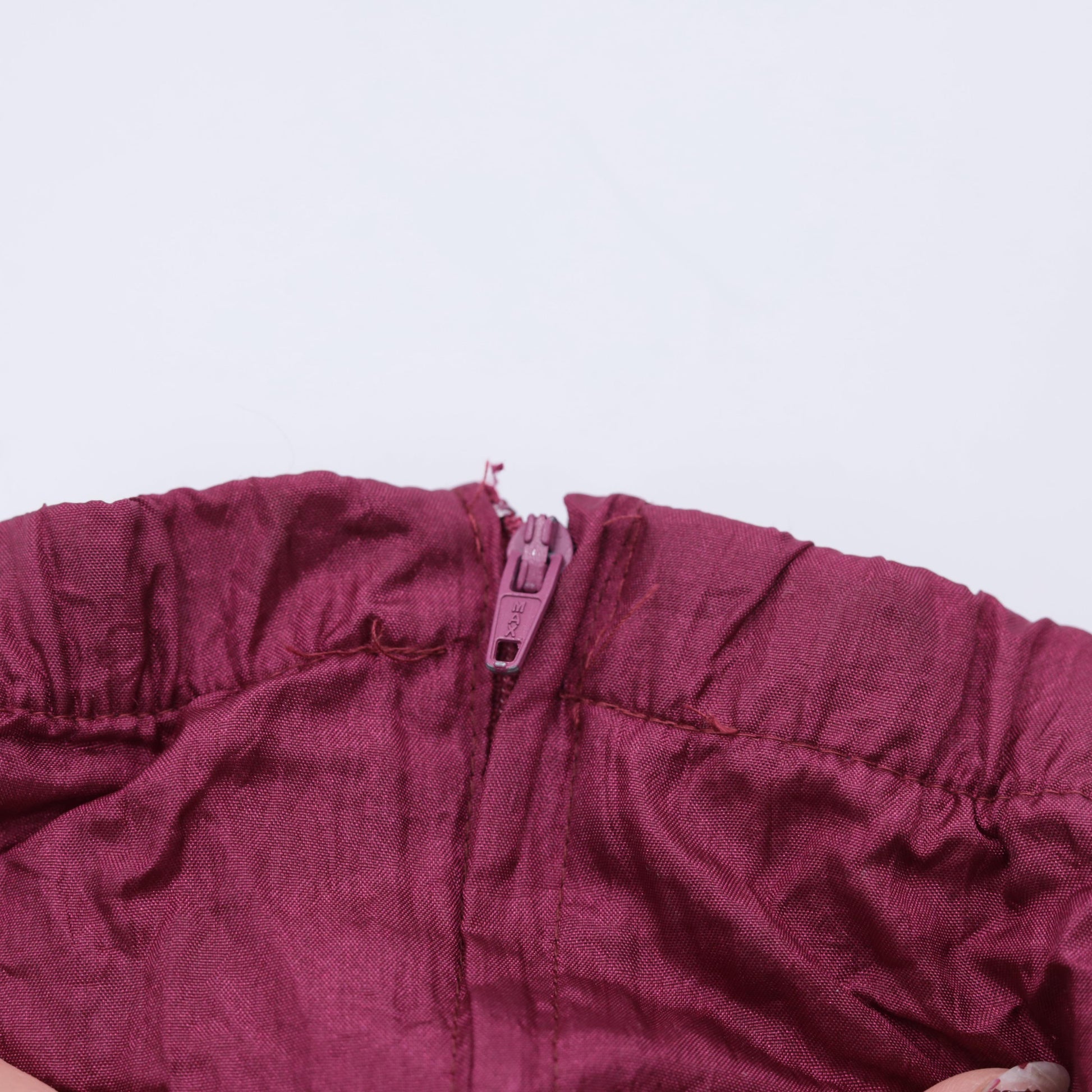 90s Burgundy Nylon Track Pants Drawstring Waist Small
