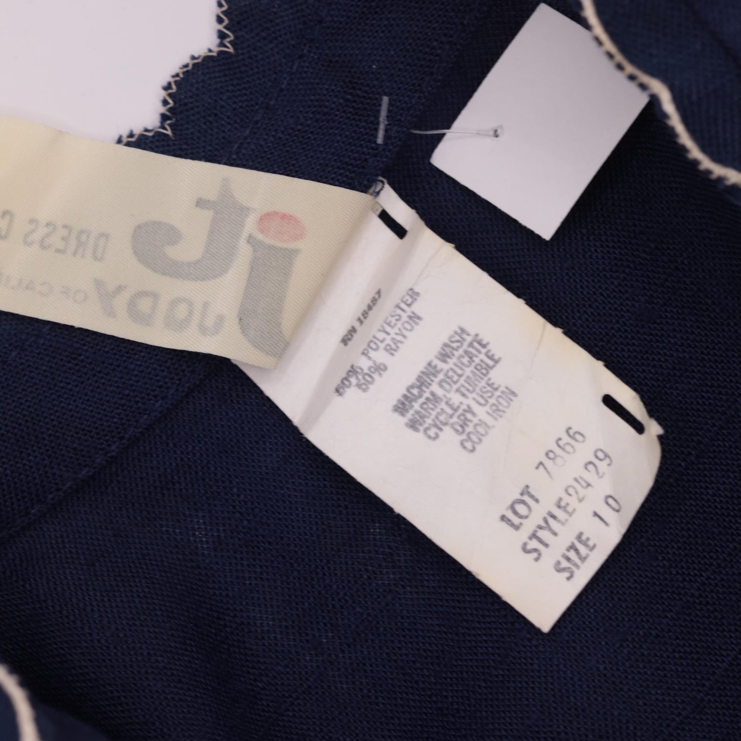 70s Jody of California Navy Wrap Dress Scalloped Neckline Midi Small