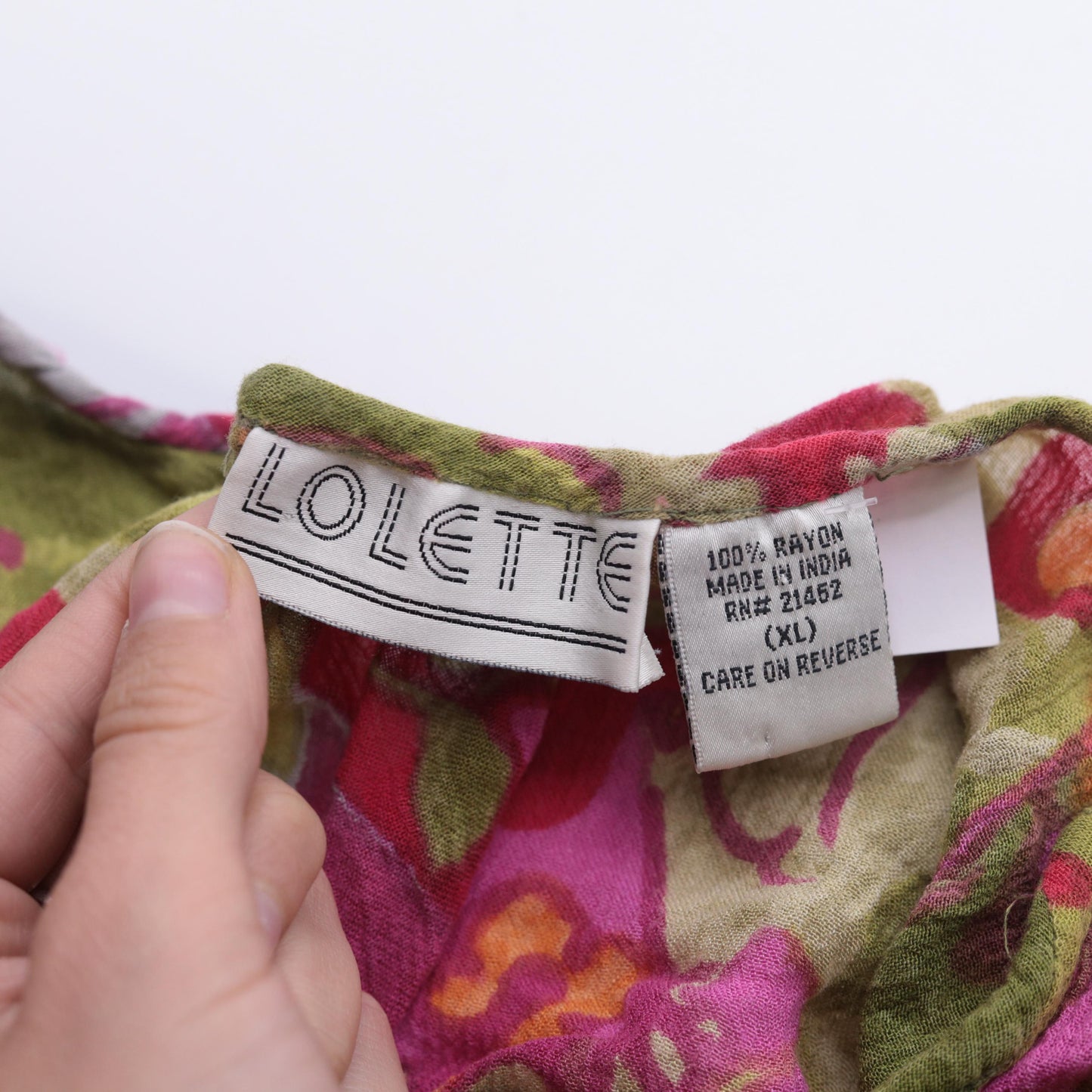 90s Lolette Floral Mini Dress Olive Fuchsia Shift Tie Back Extra Large XXL