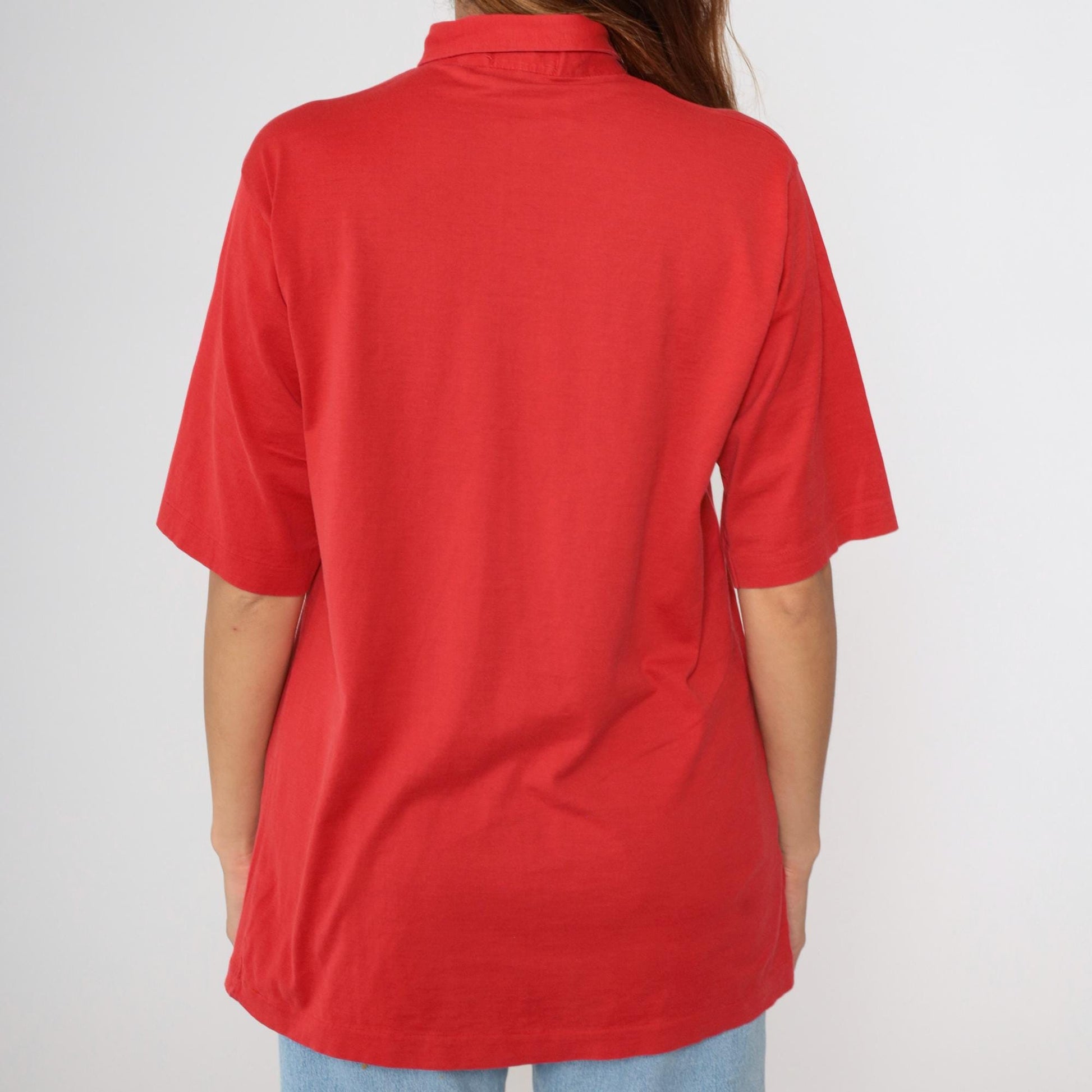 80s Lacoste Izod Polo Shirt Red Crocodile Logo Cotton Medium