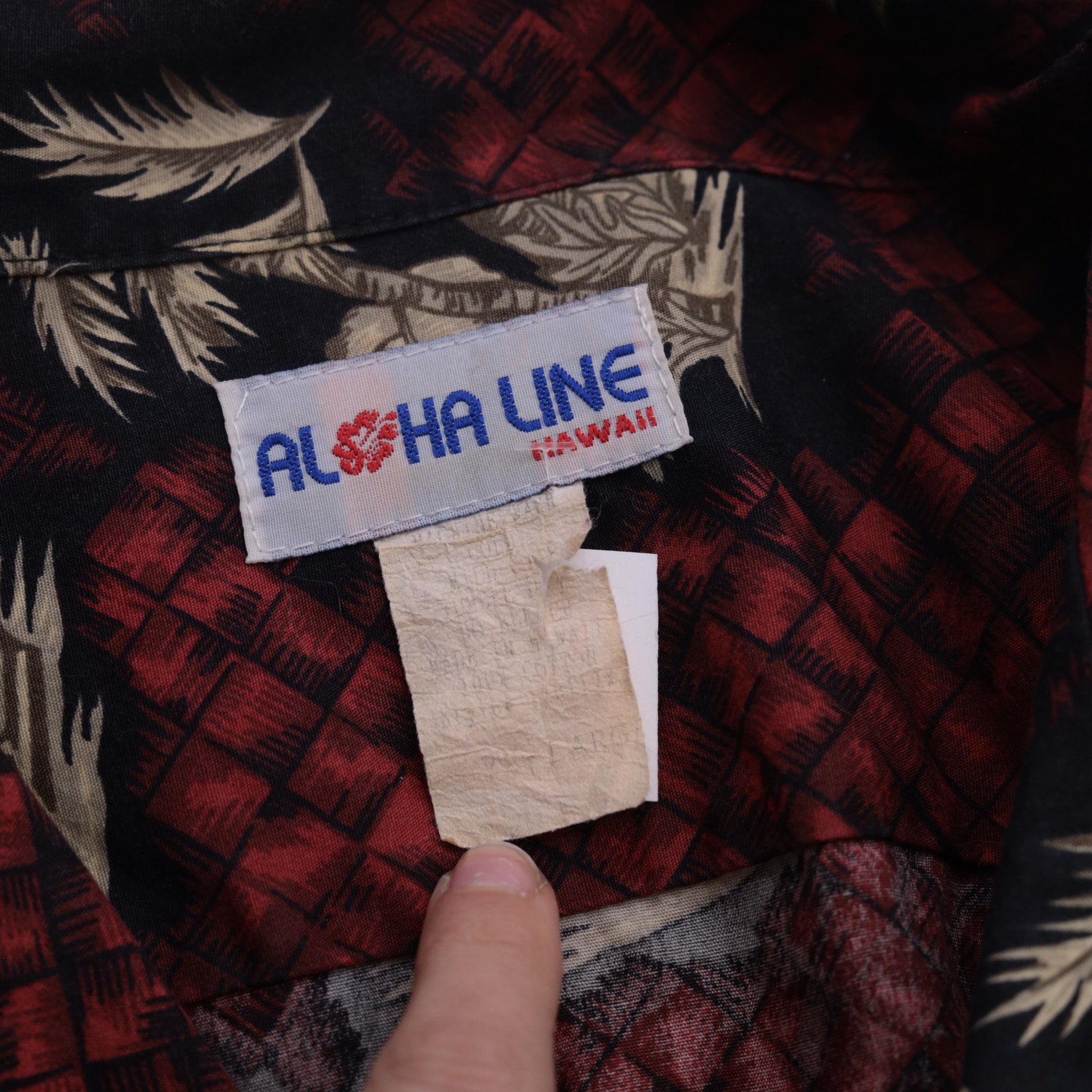 90s Aloha Line Hawaiian Shirt Red Palm Tree Print Button Up XXL