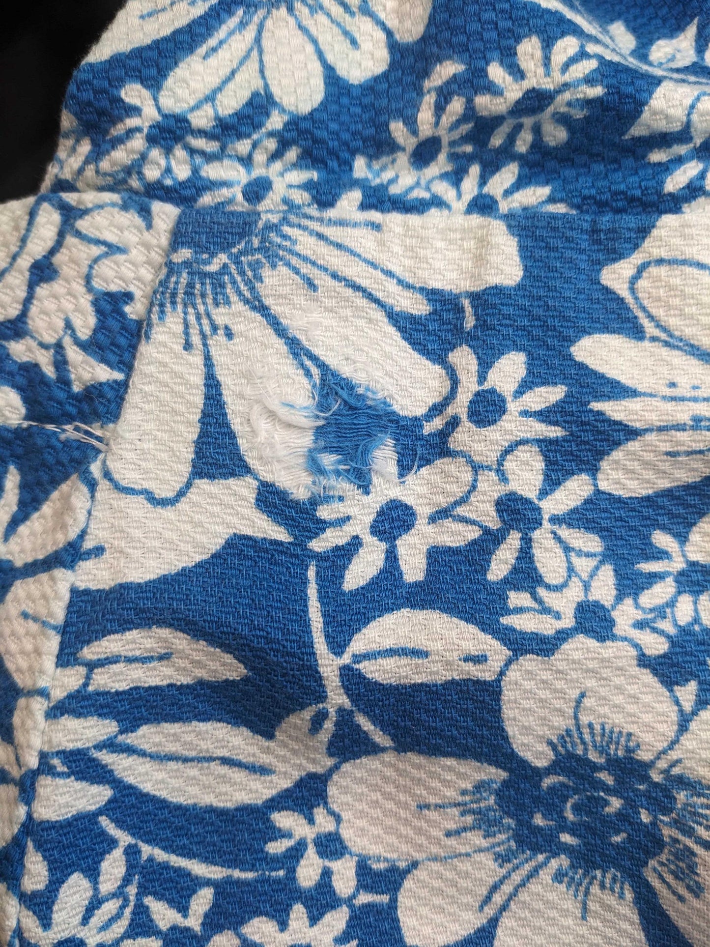 70s Blue Floral Maxi Dress Halter Neck Open Back Cotton Medium Petite