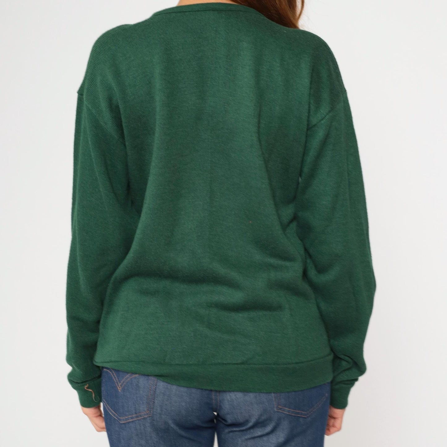 80s Fighting Scorpions Basketball V-Neck Sweater Forest Green Large