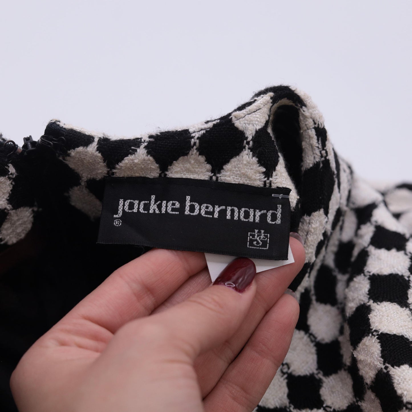 80s Jackie Bernard Black White Checkered Knee-Length Dress Medium