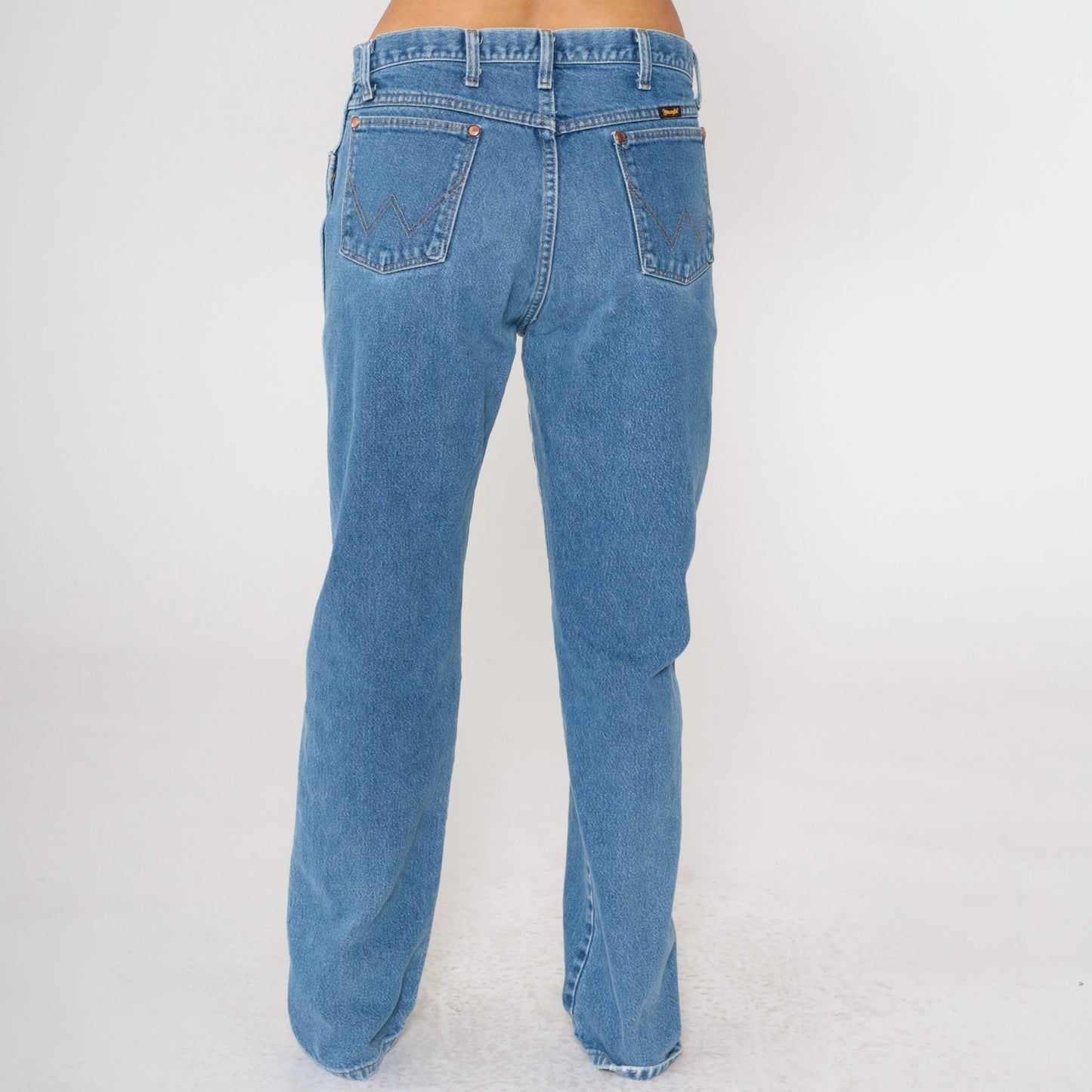 90s Wrangler Men's High Rise Straight Leg Jeans Blue Denim 35x34