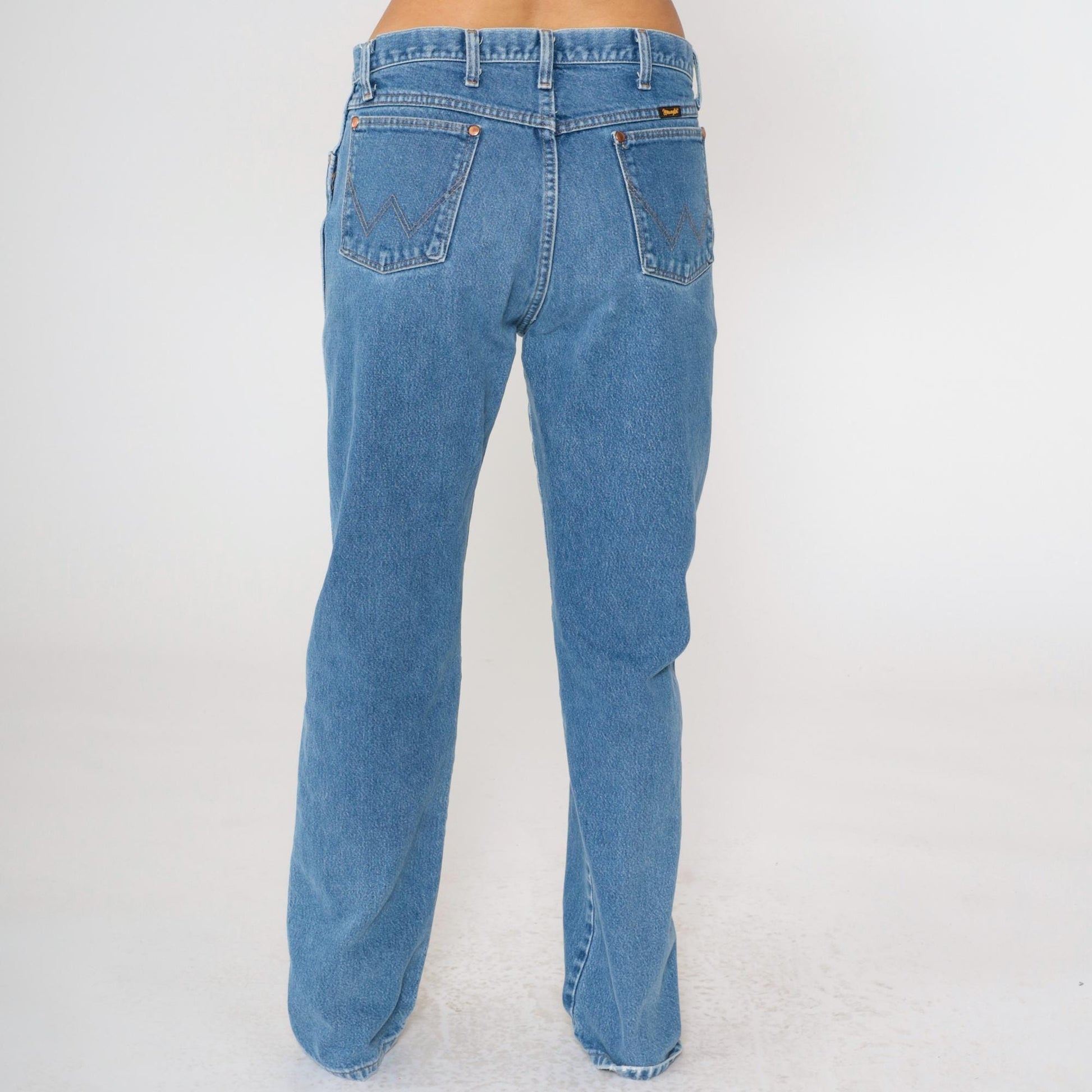 90s Wrangler Men's High Rise Straight Leg Jeans Blue Denim 35x34