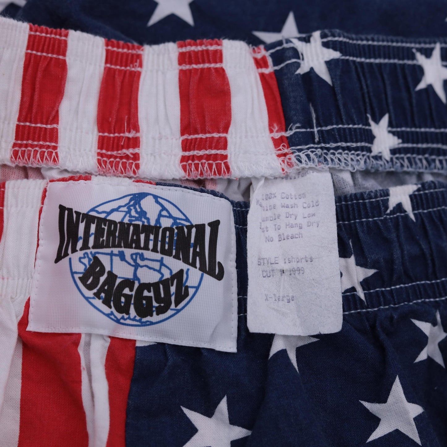 90s International Baggyz American Flag Shorts Cotton Elastic Waist Extra Large